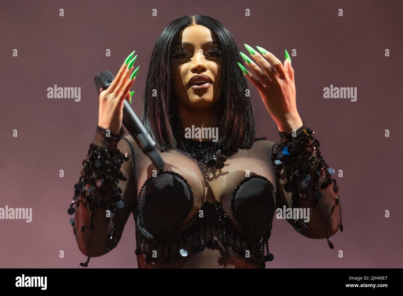 Rapper Cardi B performing live on stage in July 2022 Stock Photo