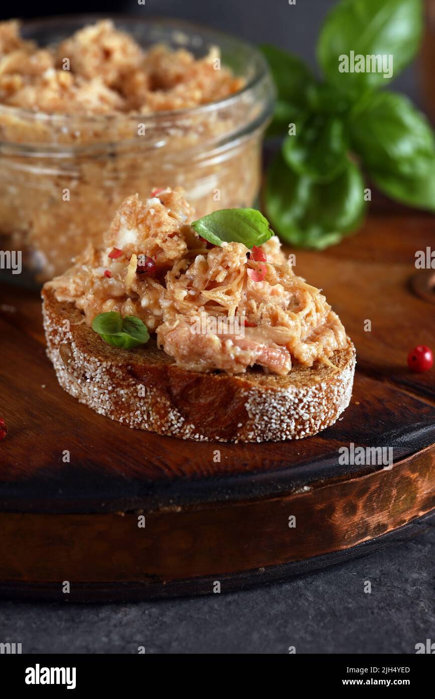 turkey meat riet with rye bread Stock Photo Alamy