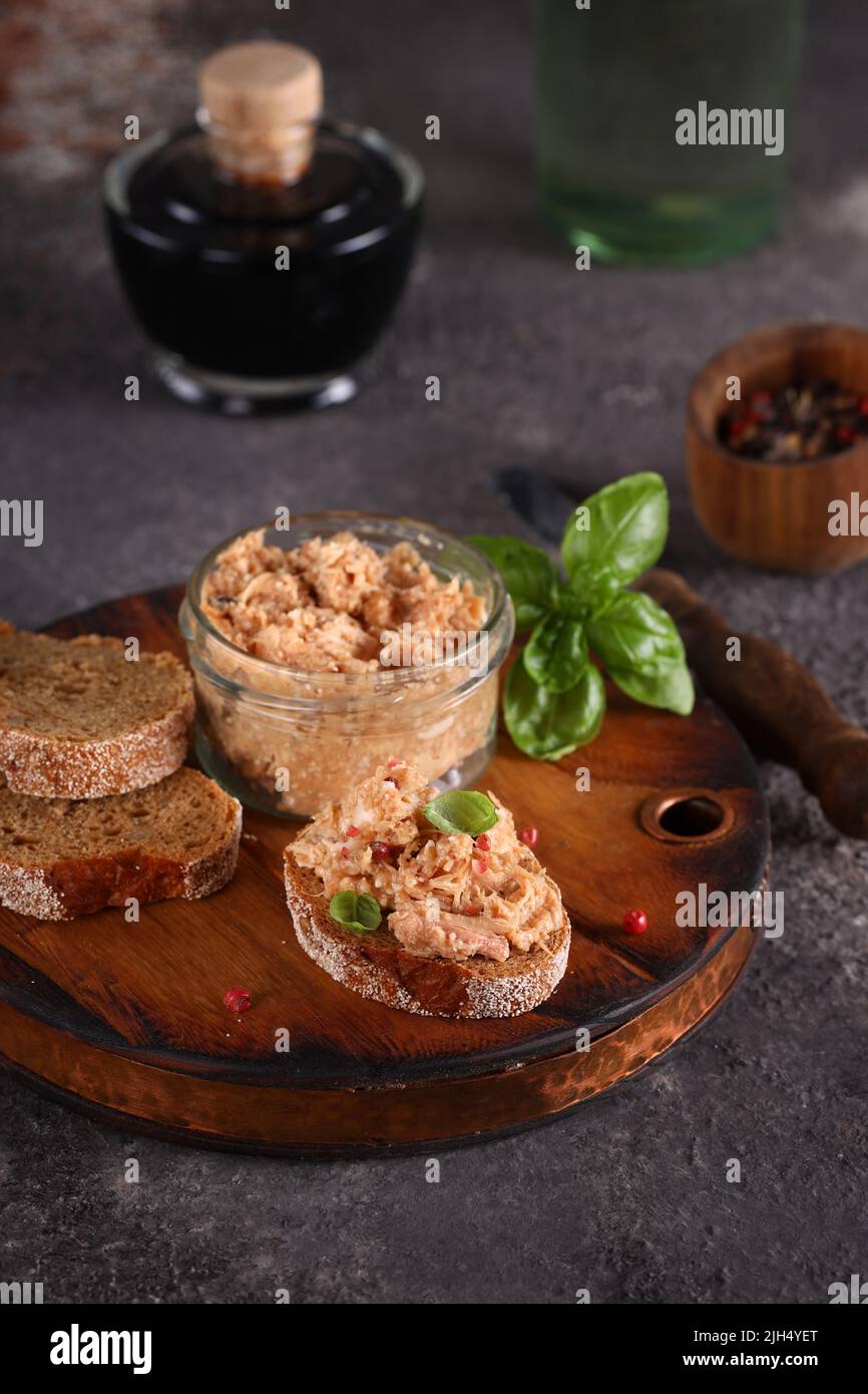 turkey meat riet with rye bread Stock Photo Alamy