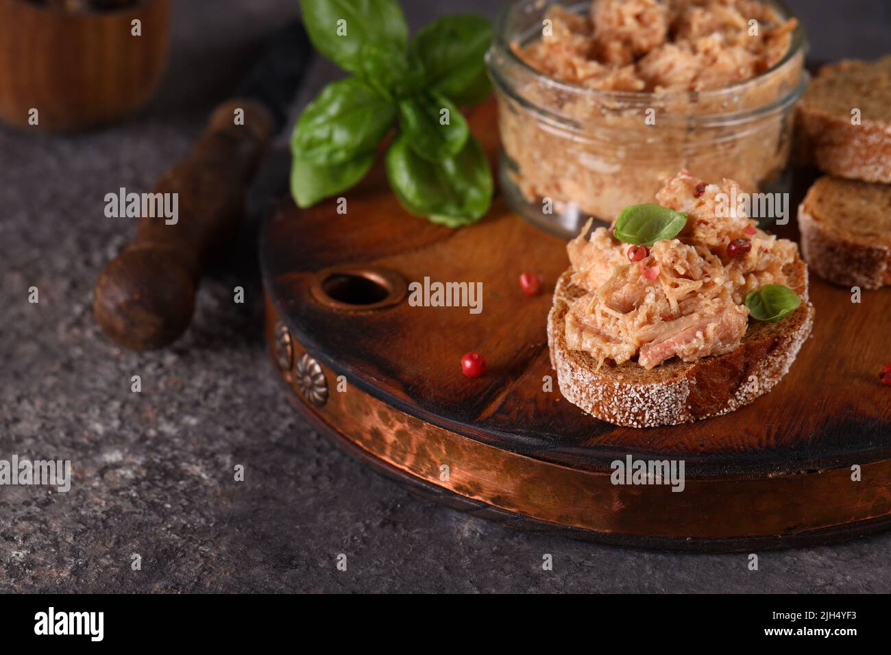 turkey meat riet with rye bread Stock Photo Alamy