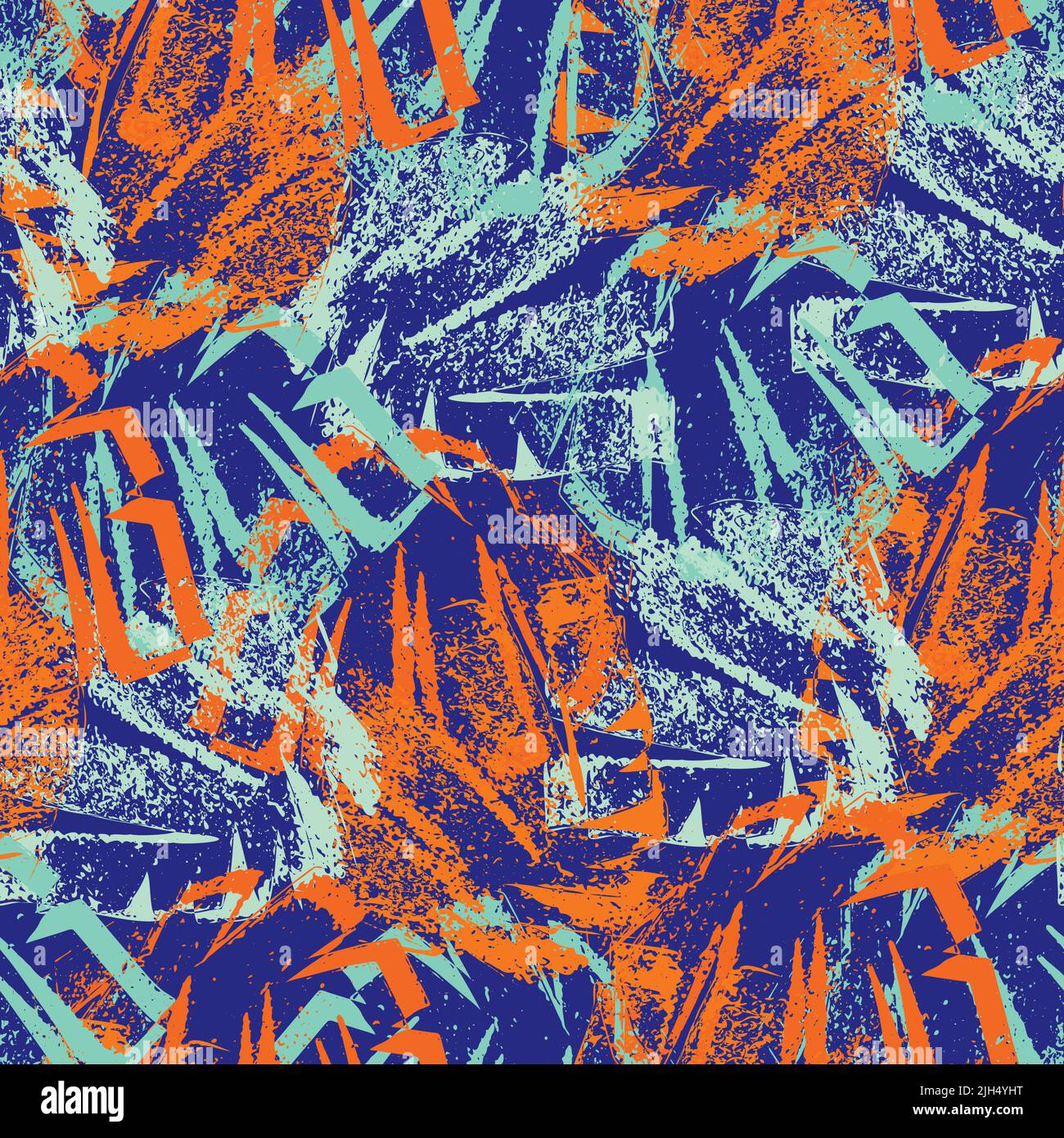 Abstract painterly graffiti spray paint style leaves seamless vector