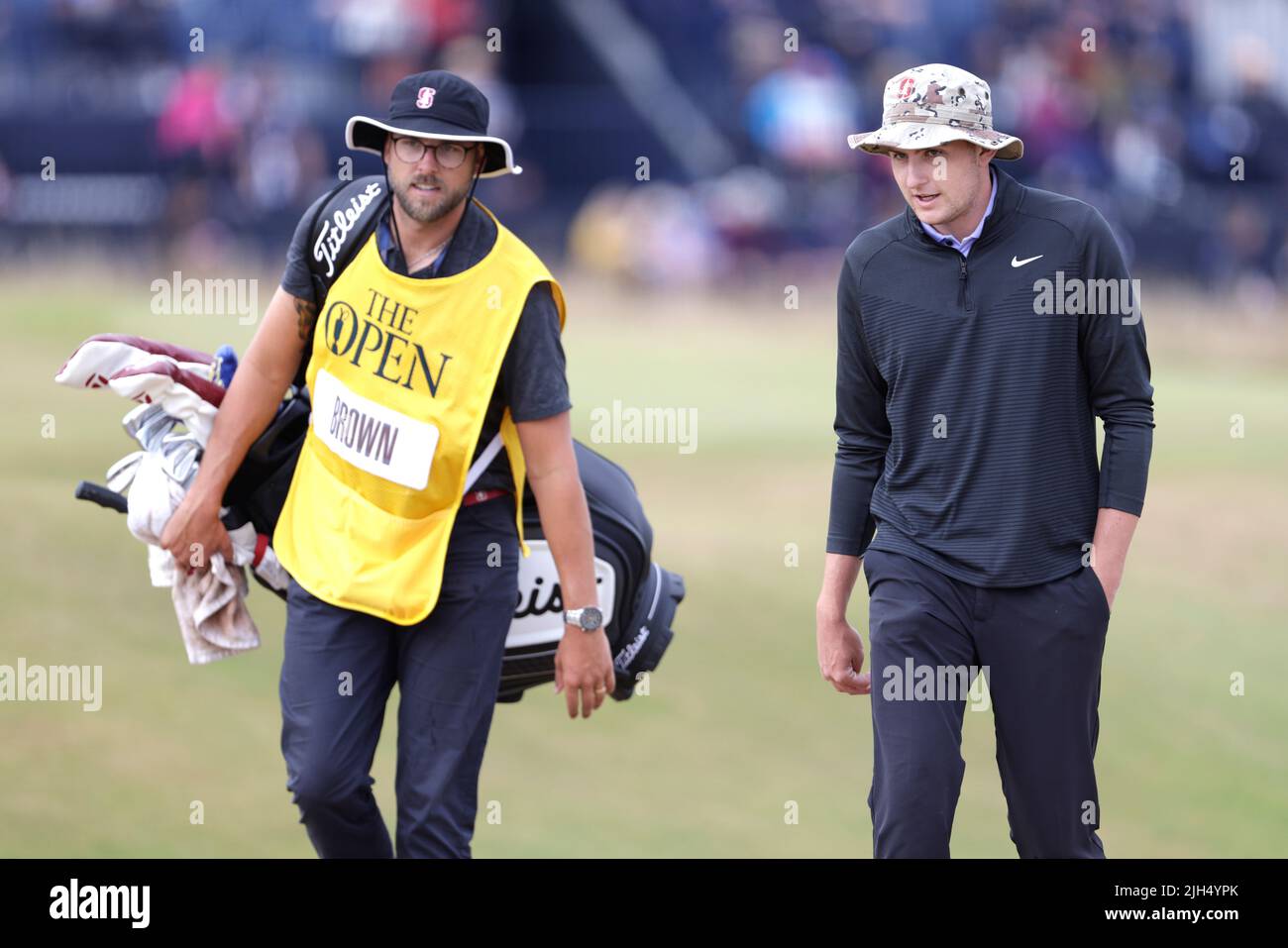 England's Barclay Brown (right) and caddie make their way to the 3rd