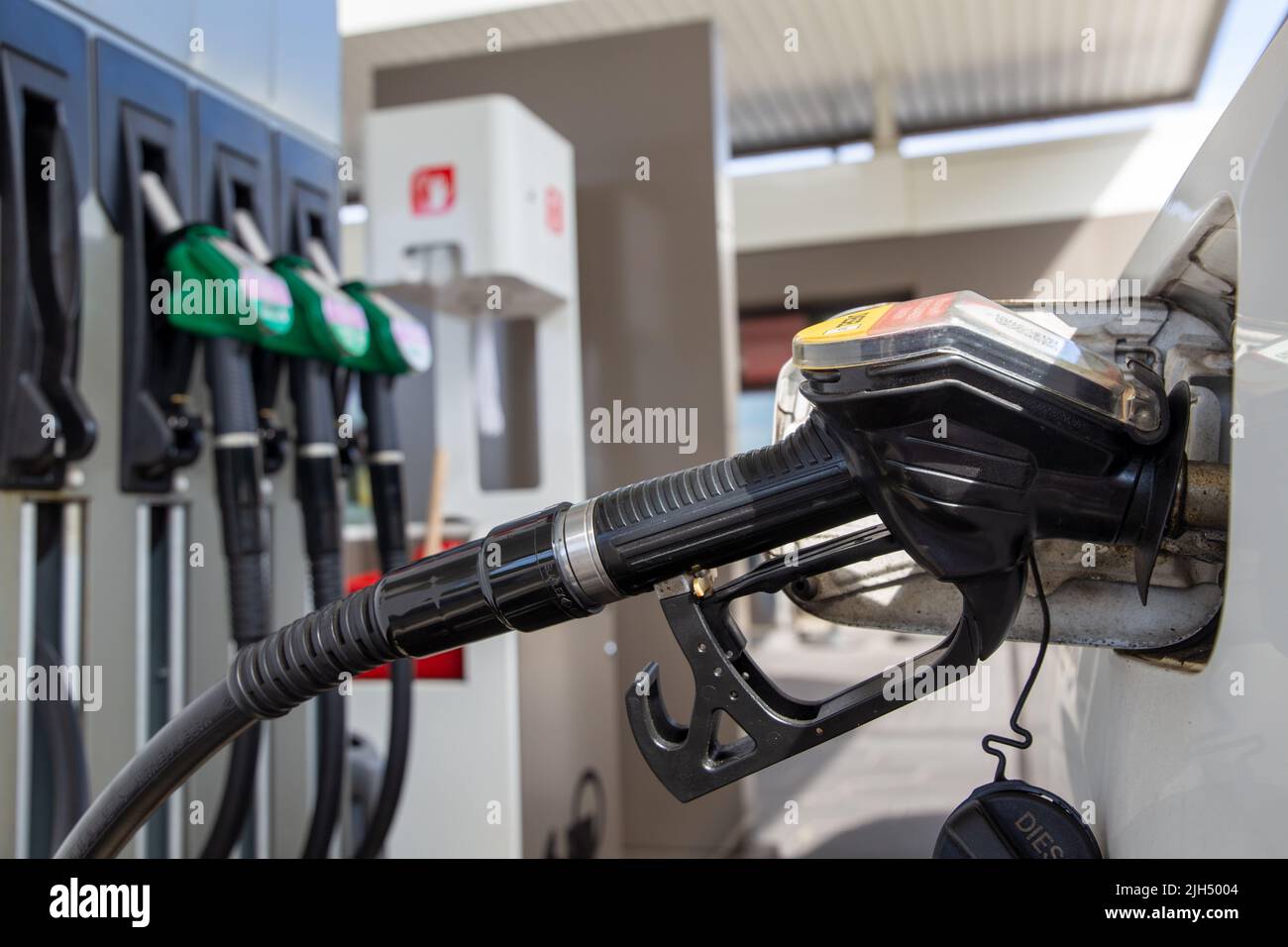 Filling up at a Total petrol station, Germany Stock Photo