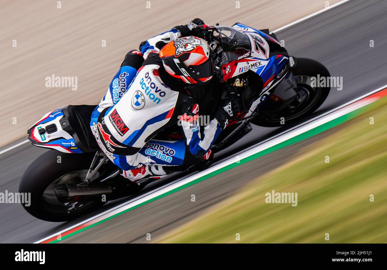 Bonovo Action BMW's Loris Baz during day one of the MOTUL FIM Superbike World Championship 2022 at Donington Park, Leicestershire. Picture date: Friday July 15, 2022. Stock Photo