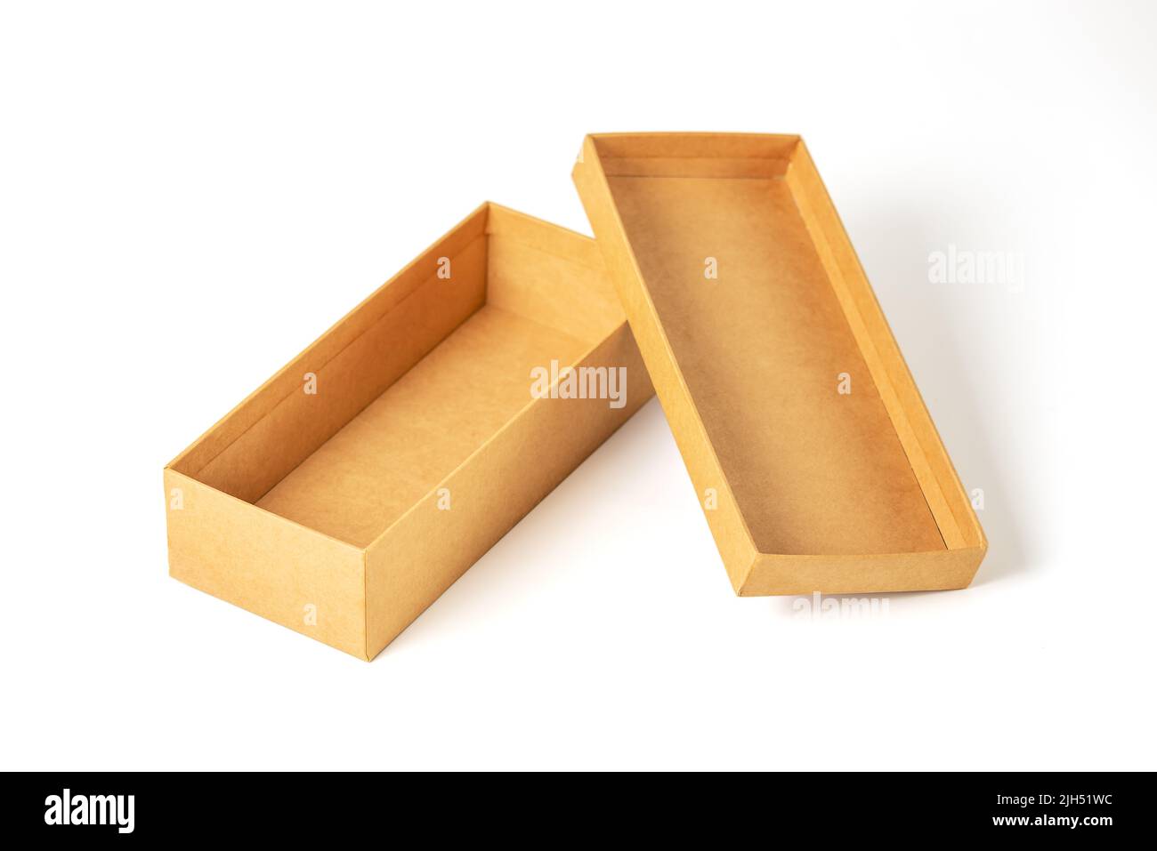 Cardboard gift or package box and lid isolated on a white background ...