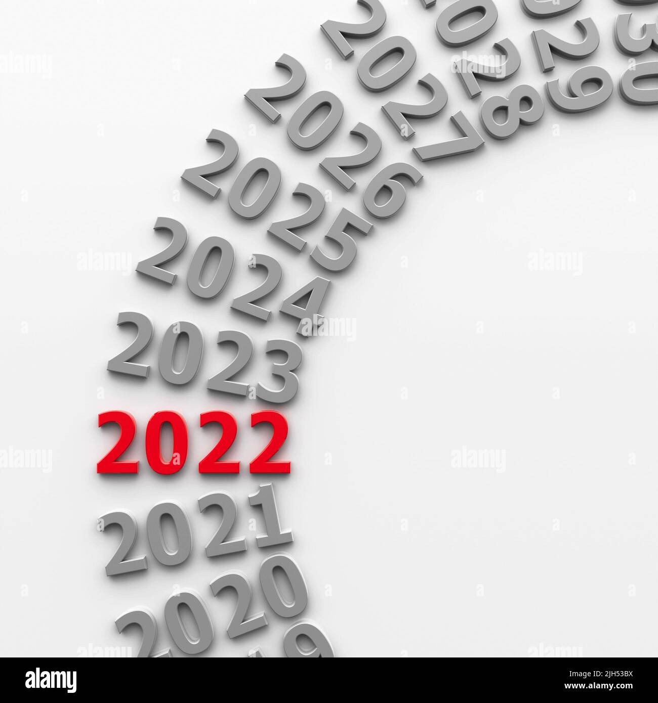 2022 future in the circle represents the new year 2022, three-dimensional rendering, 3D illustration Stock Photo