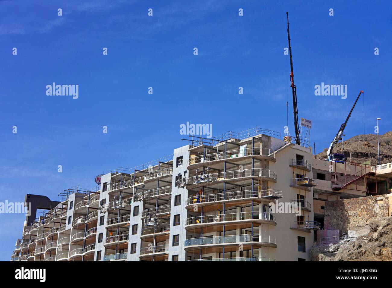 New appartment building under construction, Patalavaca, Arguineguin, Grand Canary, Canary islands, Spain, Europe Stock Photo