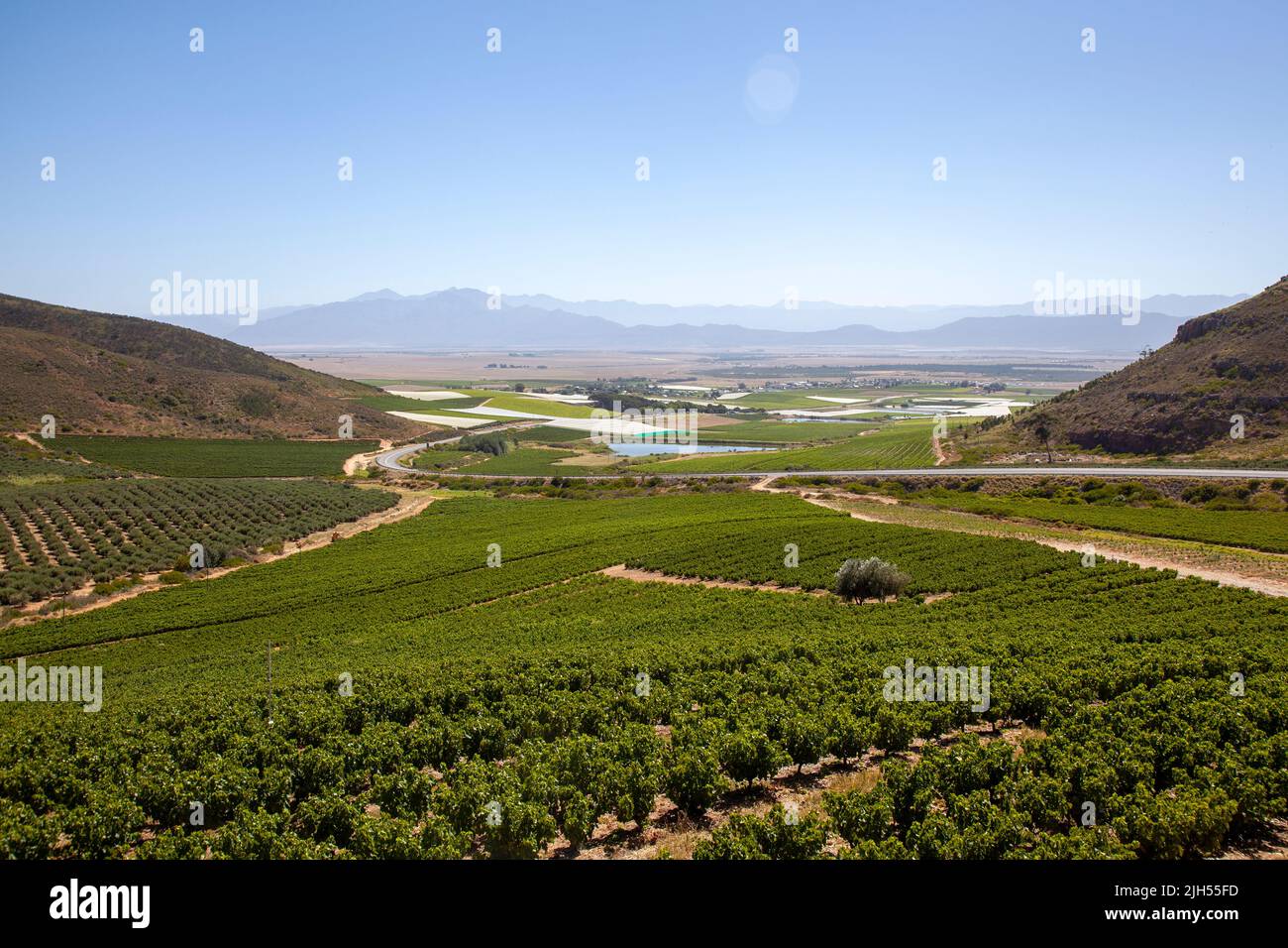 Riebeek Kasteel Valley Viewed From Bothmanskloof Pass , Western Cape - South Africa Stock Photo