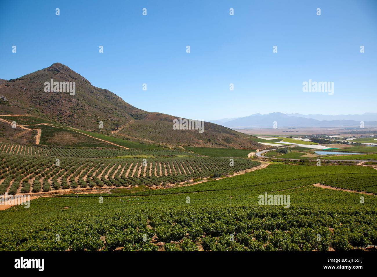 Riebeek Kasteel Valley Viewed From Bothmanskloof Pass , Western Cape - South Africa Stock Photo