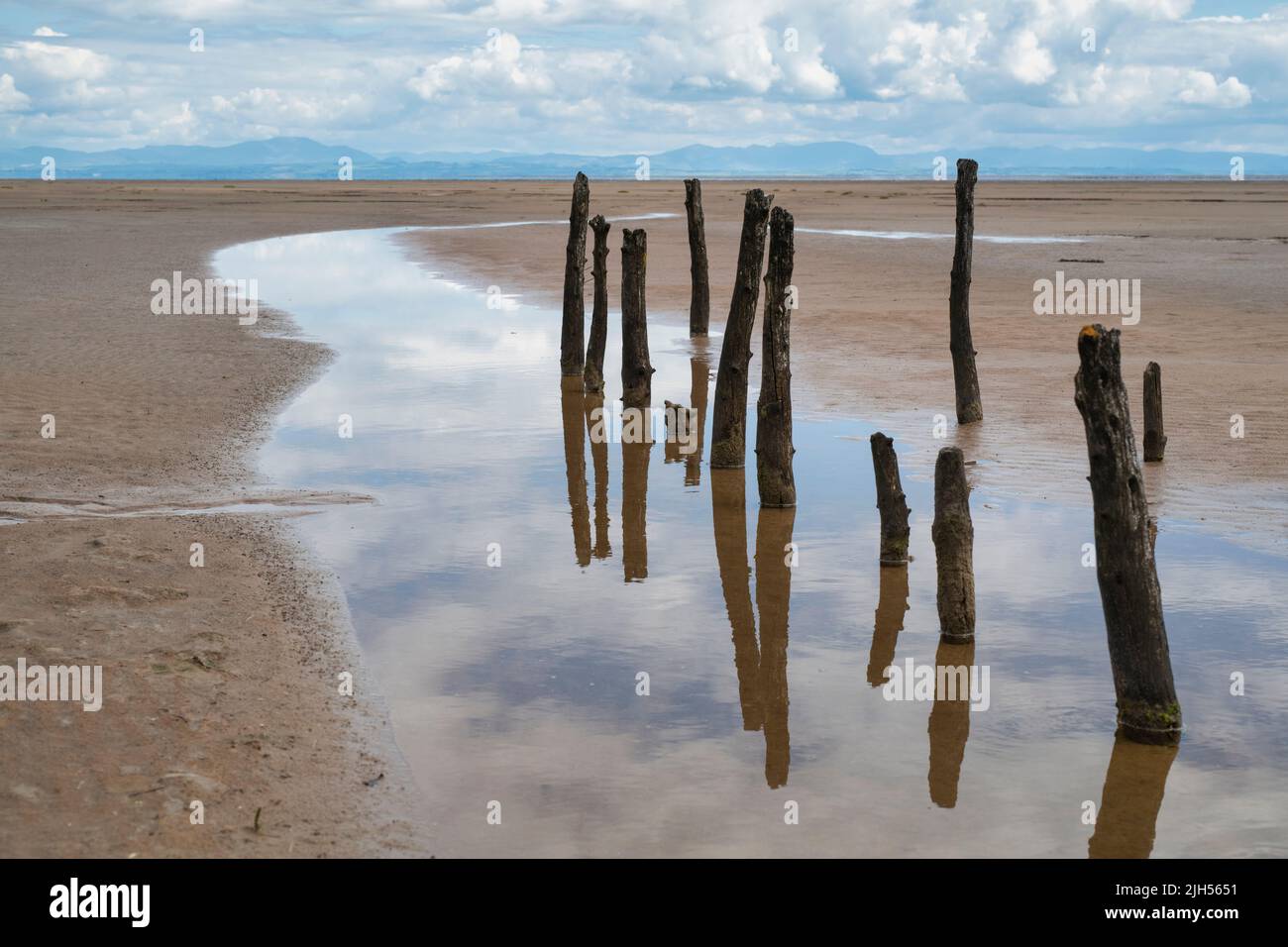 Mersehead beach in summer at low tide. Mersehead, Dumfries and Galloway, Scotland Stock Photo