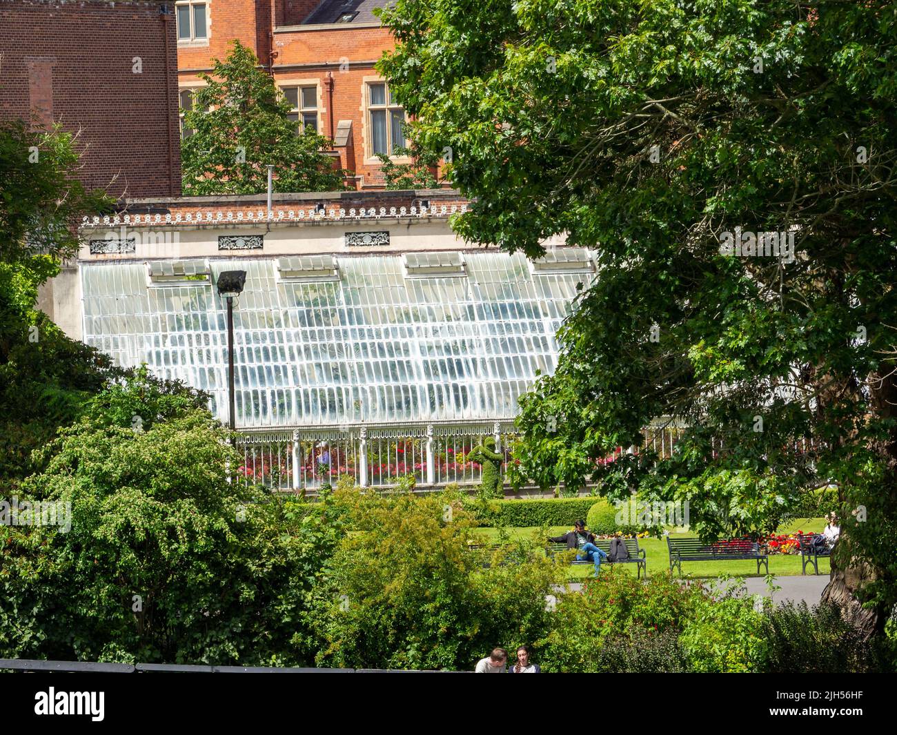 skyline View of the Botanical greenhouse Stock Photo