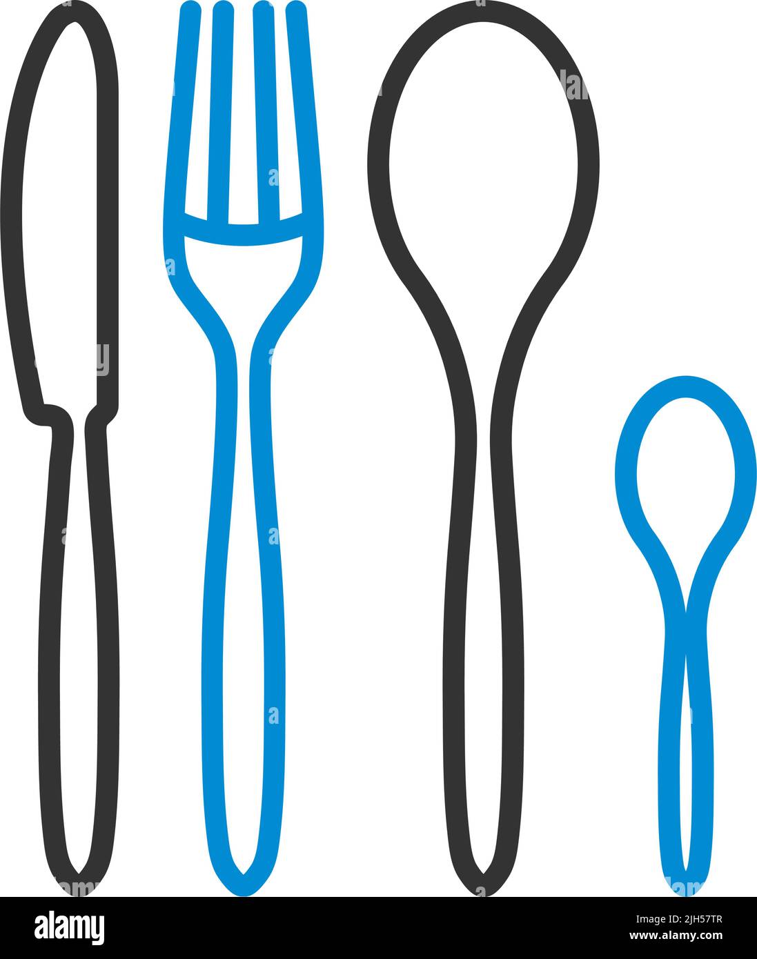 Silverware Set Icon. Editable Bold Outline With Color Fill Design ...