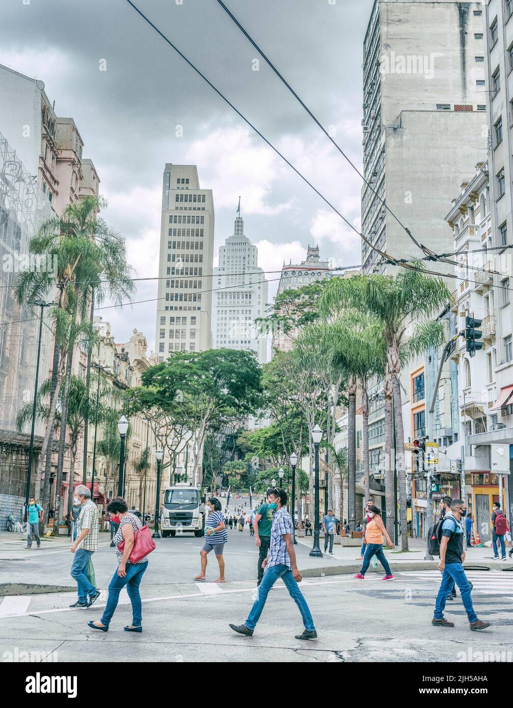 Sao Paolo, Brazil, city centre, downtown. People walking by. Stock Photo