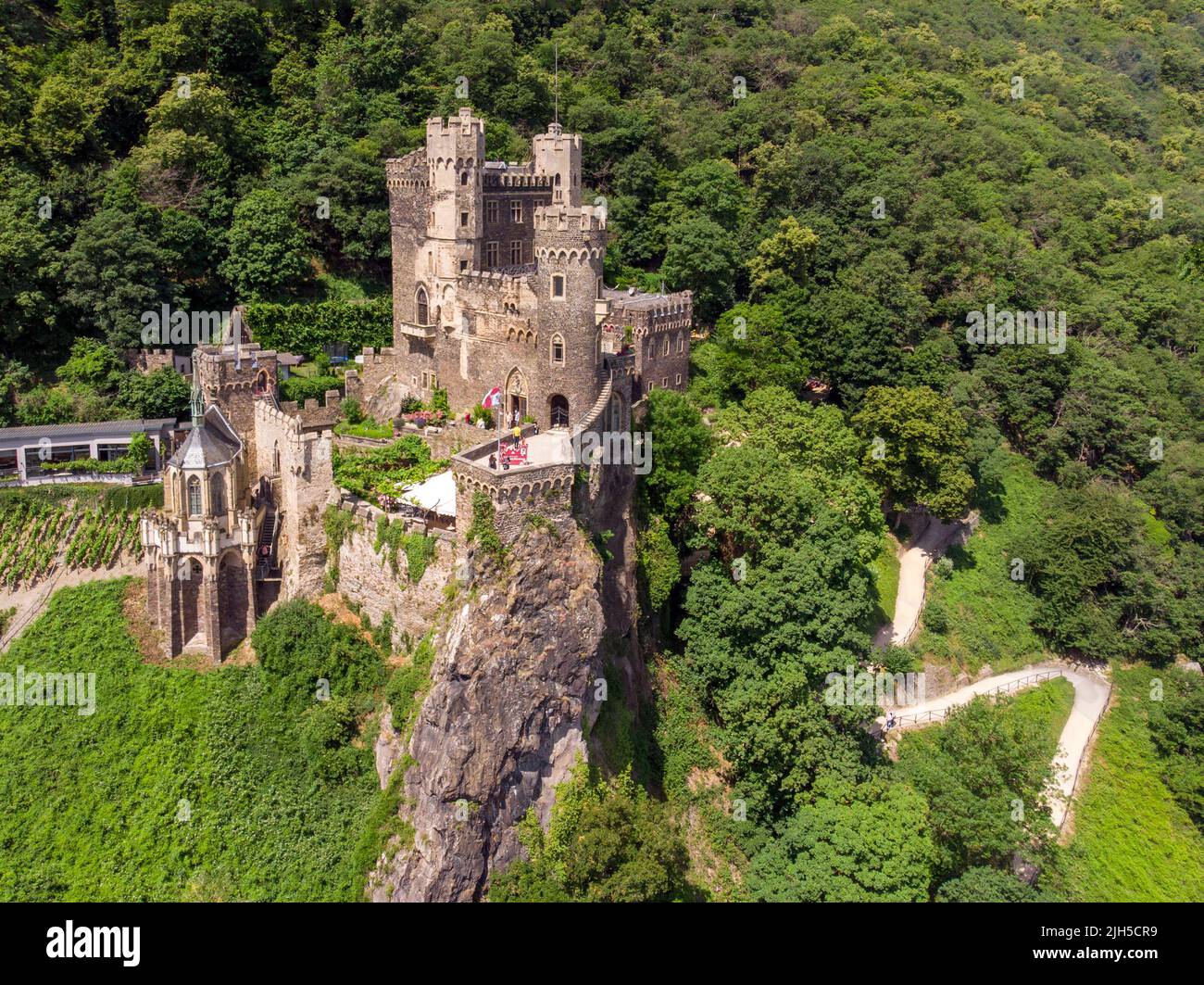 Rheinstein Castle, Trechtingshausen, Unesco World Heritage Site Upper Middle Rhine Valley, Rhineland-Palatinate, Germany Stock Photo