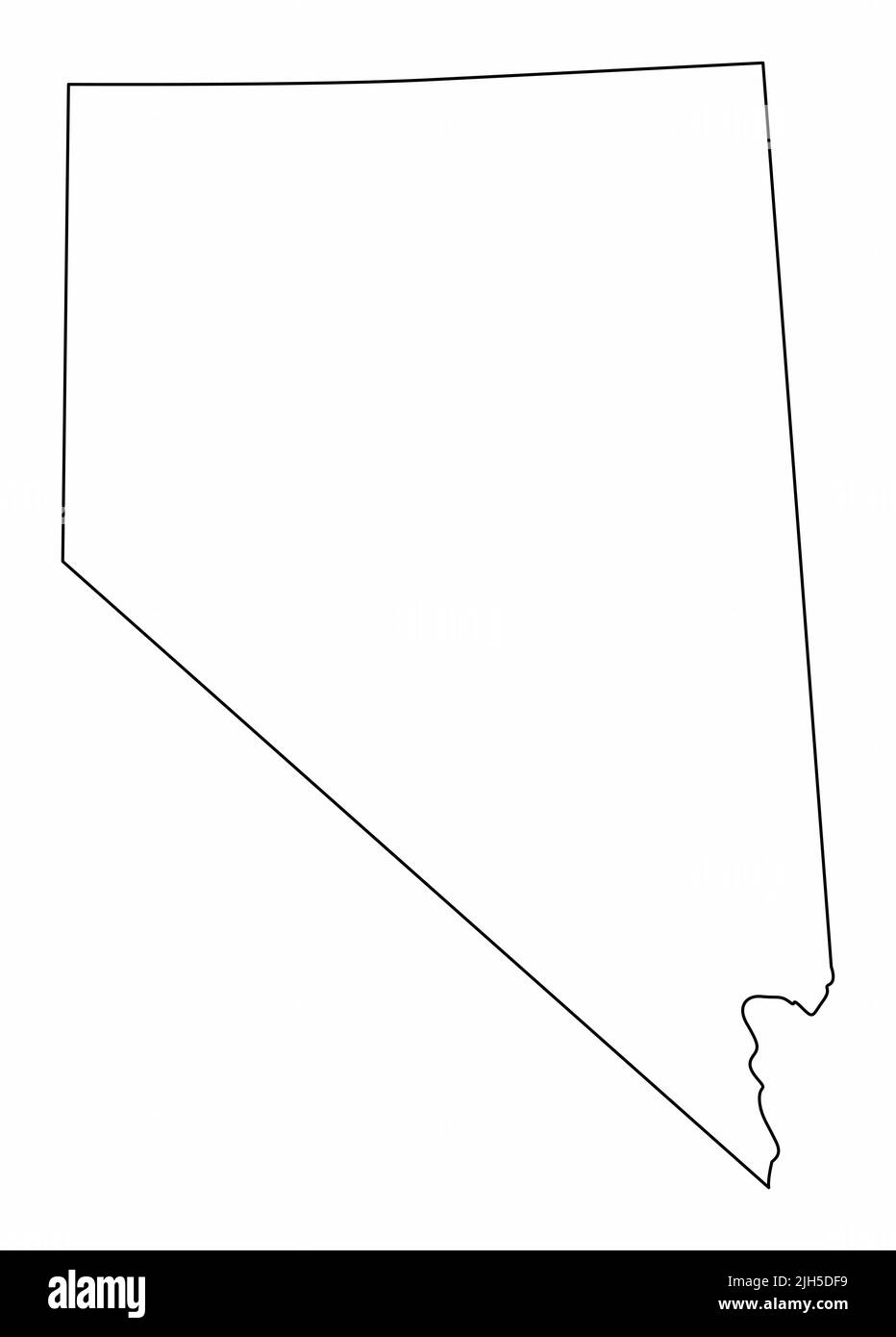 Nevada State isolated map. Black outlines on white background. Stock Vector
