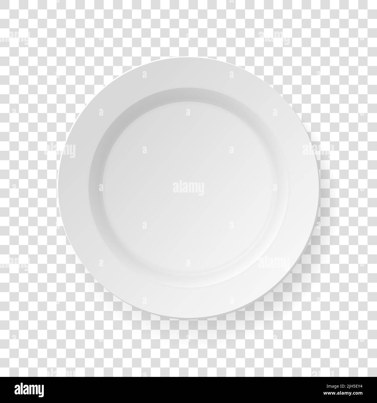 White dish plate isolated on transparent backdrop Stock Vector