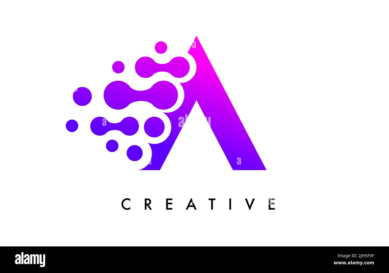 Bubbles Dots Letter A Logo Design. Creative Letter Icon with Blue ...