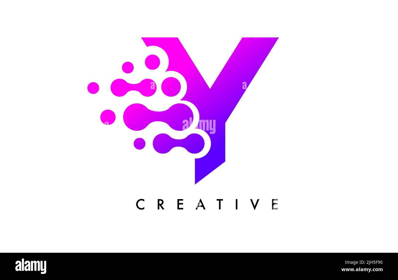 Bubbles Dots Letter Y Logo Design. Creative Letter Icon with Blue ...