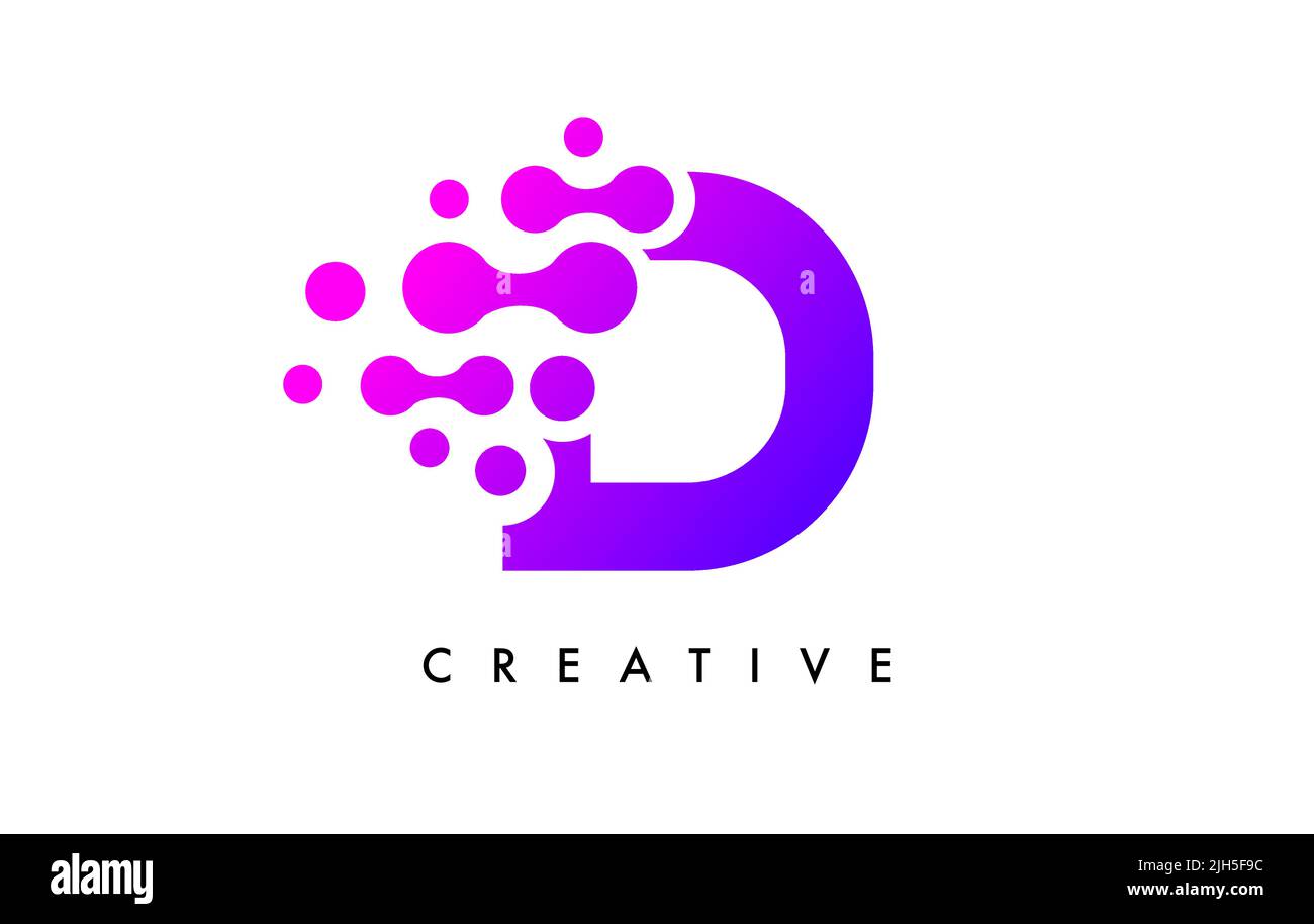 Bubbles Dots Letter D Logo Design. Creative Letter Icon with Blue ...