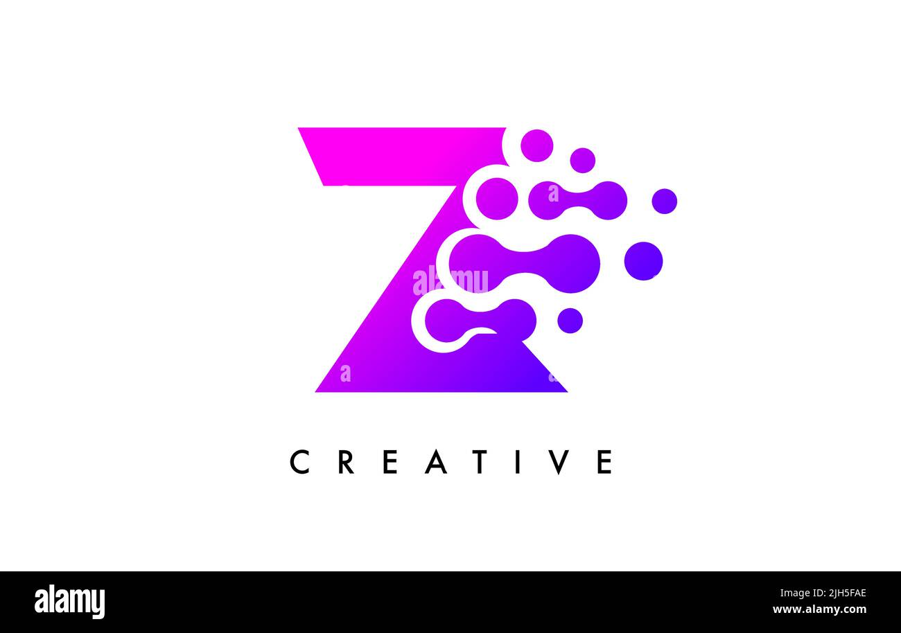 Bubbles Dots Letter Z Logo Design. Creative Letter Icon with Blue ...