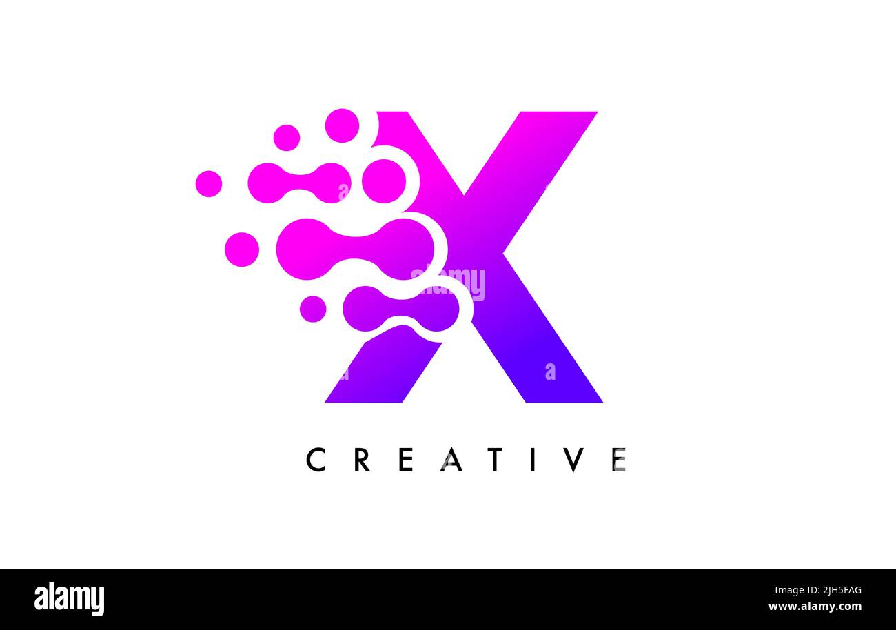 Bubbles Dots Letter X Logo Design. Creative Letter Icon with Blue ...