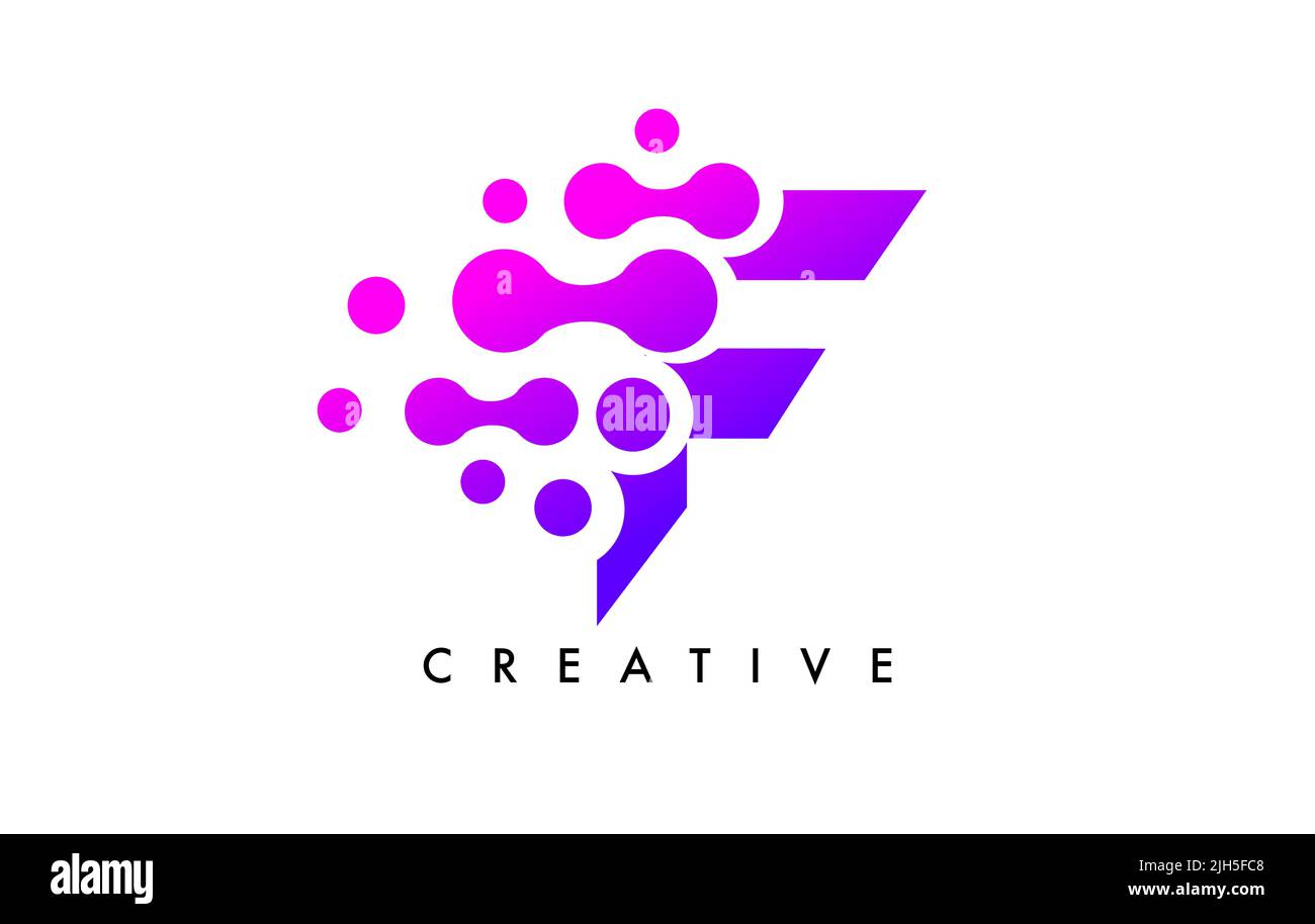Bubbles Dots Letter F Logo Design. Creative Letter Icon with Blue ...