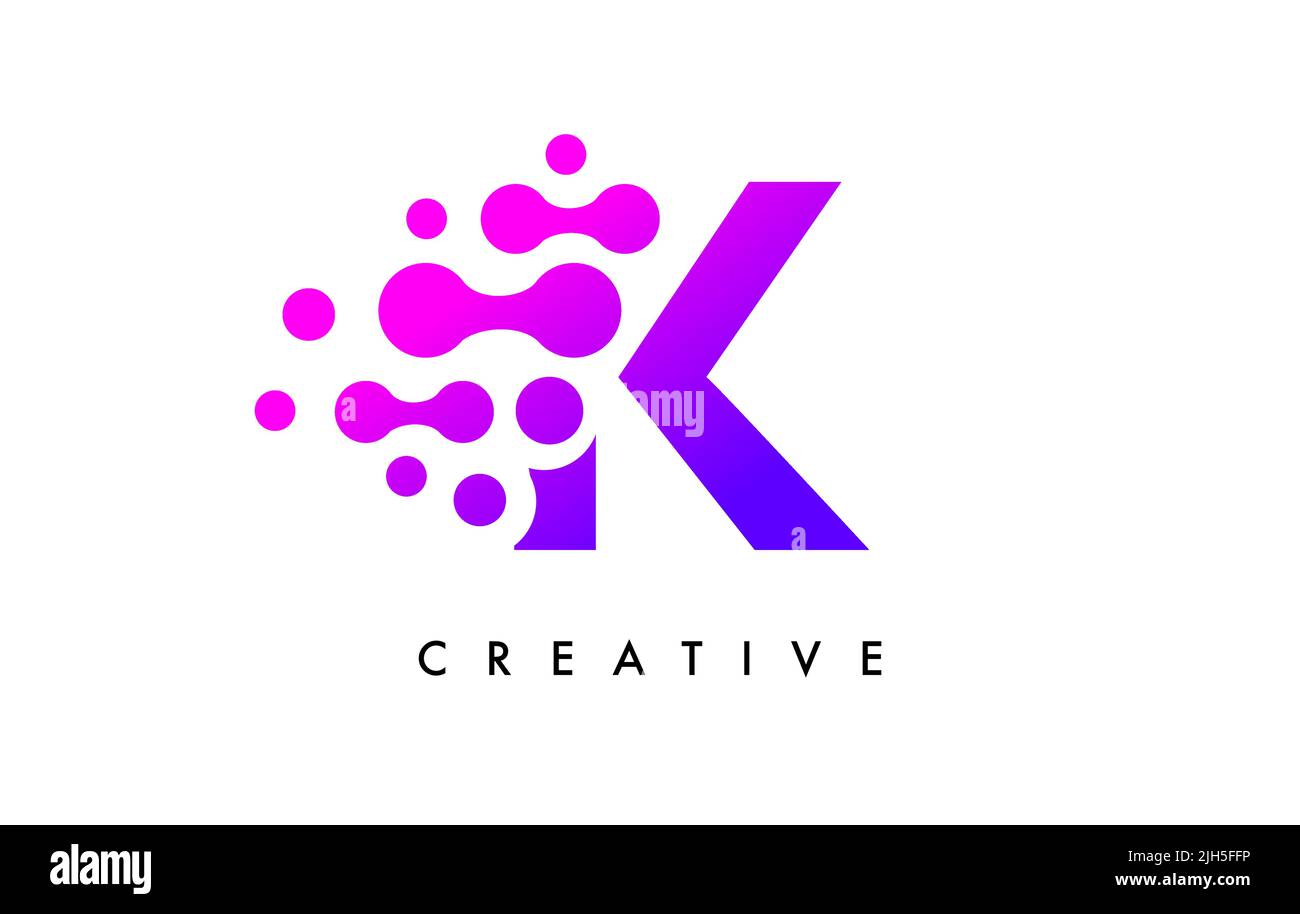 Bubbles Dots Letter K Logo Design. Creative Letter Icon with Blue ...