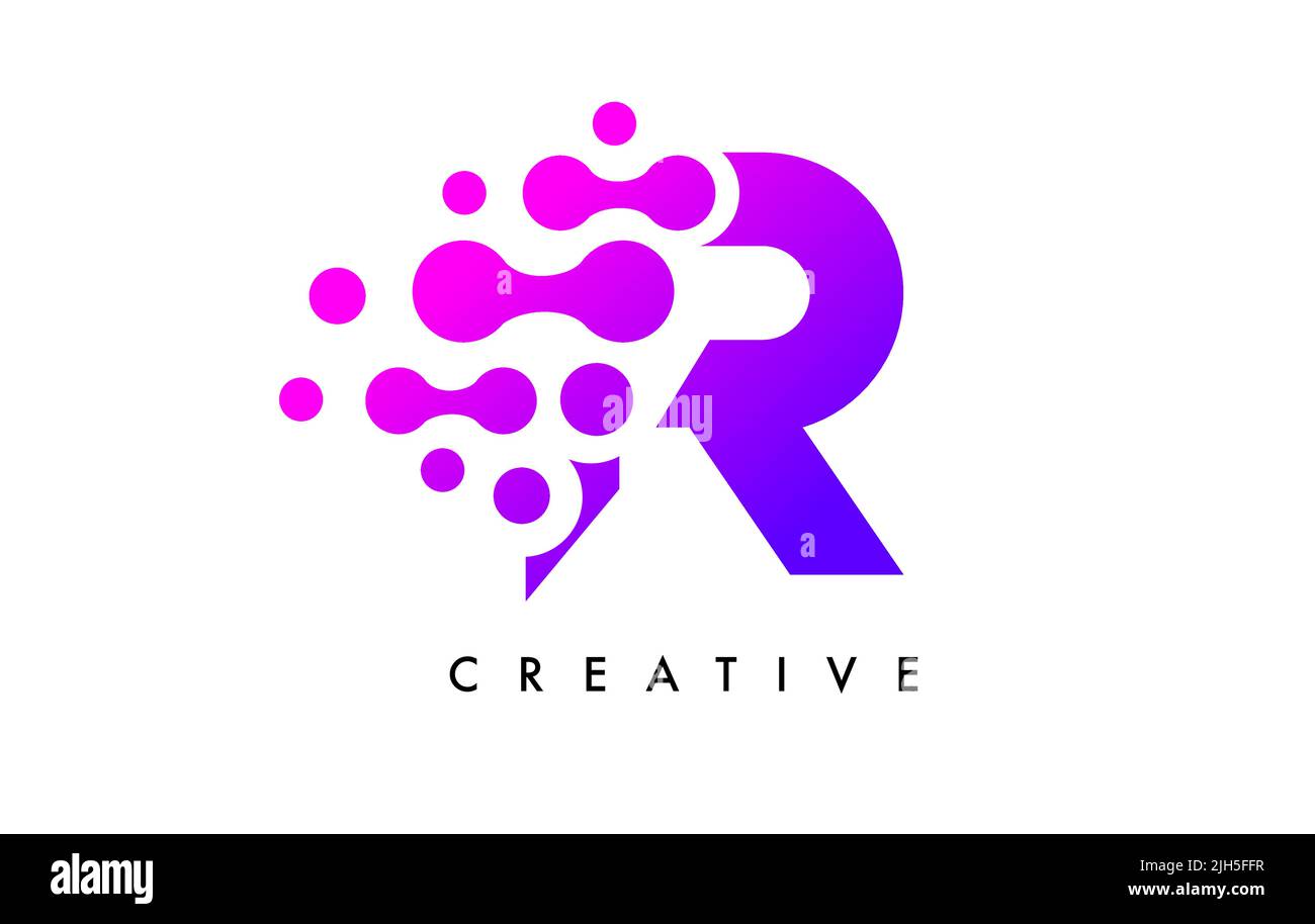 Bubbles Dots Letter R Logo Design. Creative Letter Icon with Blue ...