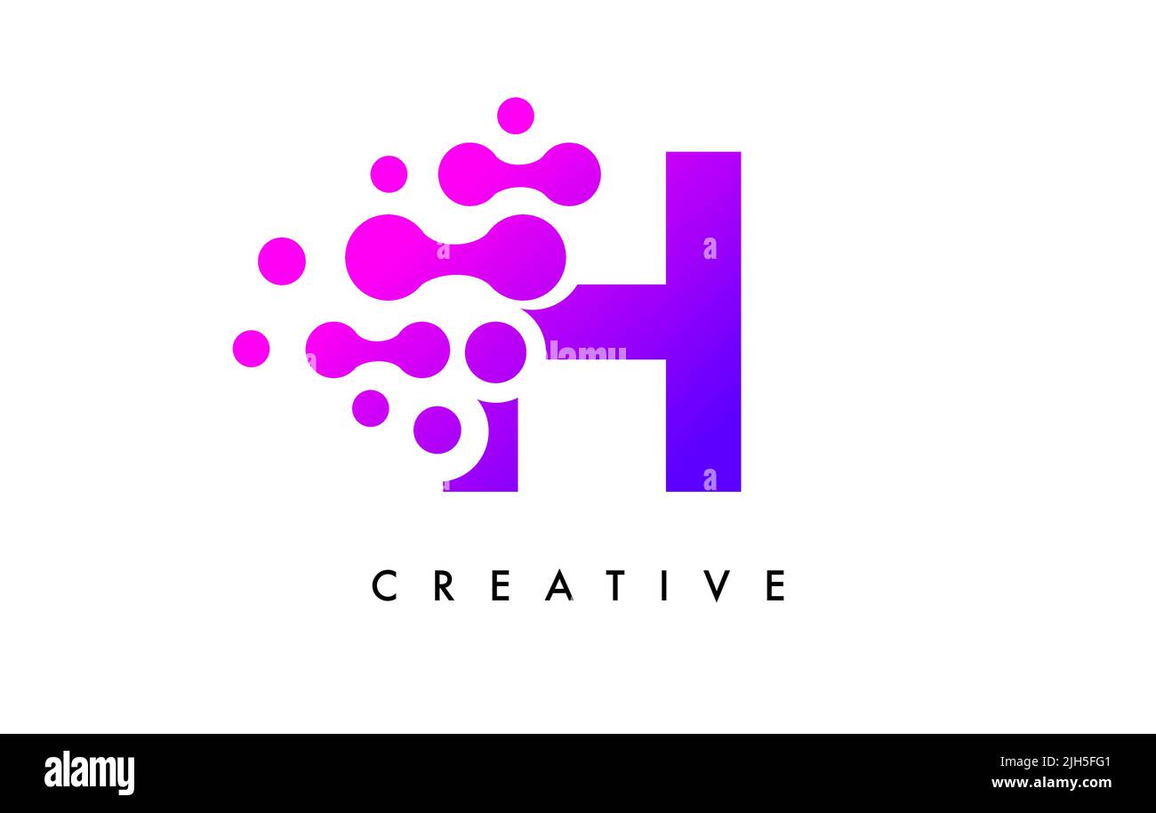 Bubbles Dots Letter H Logo Design. Creative Letter Icon with Blue ...