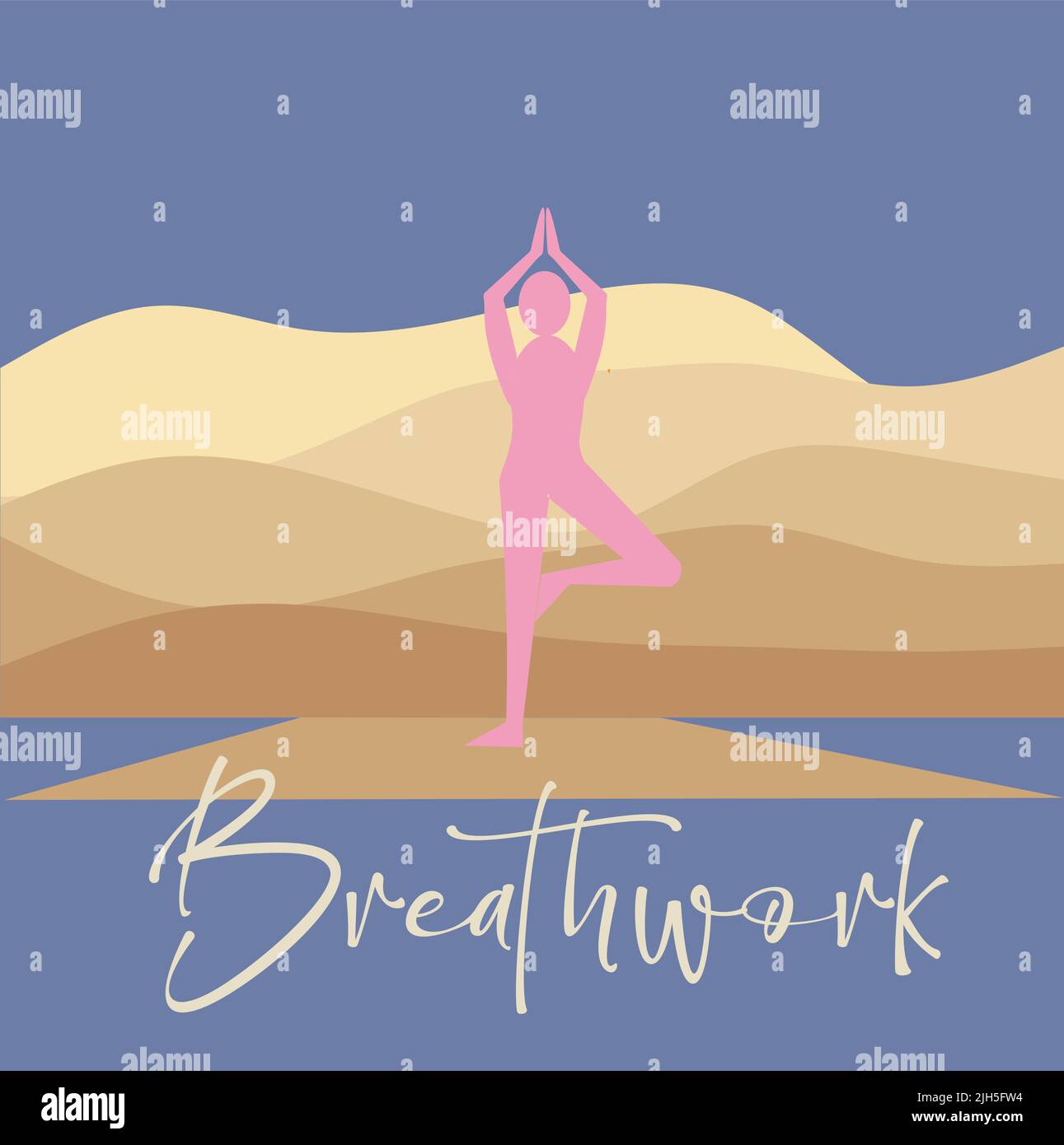 Breathwork Concept vector Illustration on a tranquil background. Stock Vector