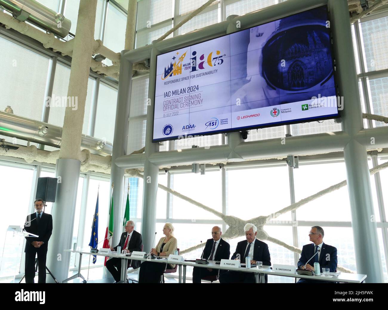 Milan, Italy IAC MILAN 2024 Belvedere of Palazzo Lombardia signing of