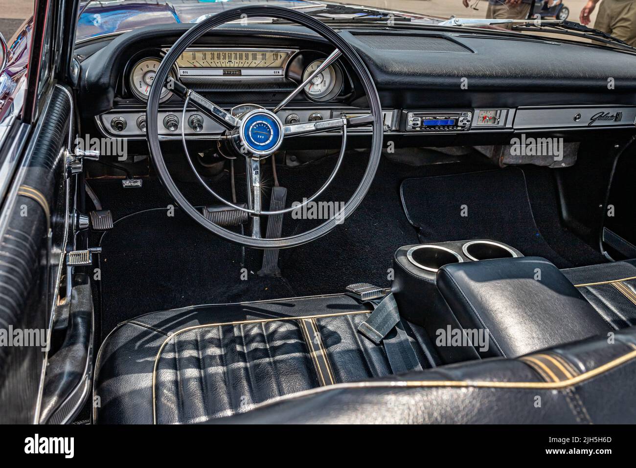 Lebanon, TN - May 14, 2022: Interior view of a 1964 Ford Galaxie 500 Convertible at a local car show. Stock Photo