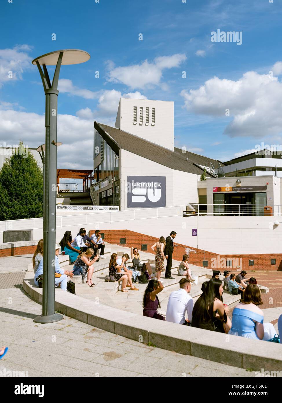 University of Warwick, Coventry, UK. The central university square, or plaza where students often sit in the amphitheatre design. Stock Photo