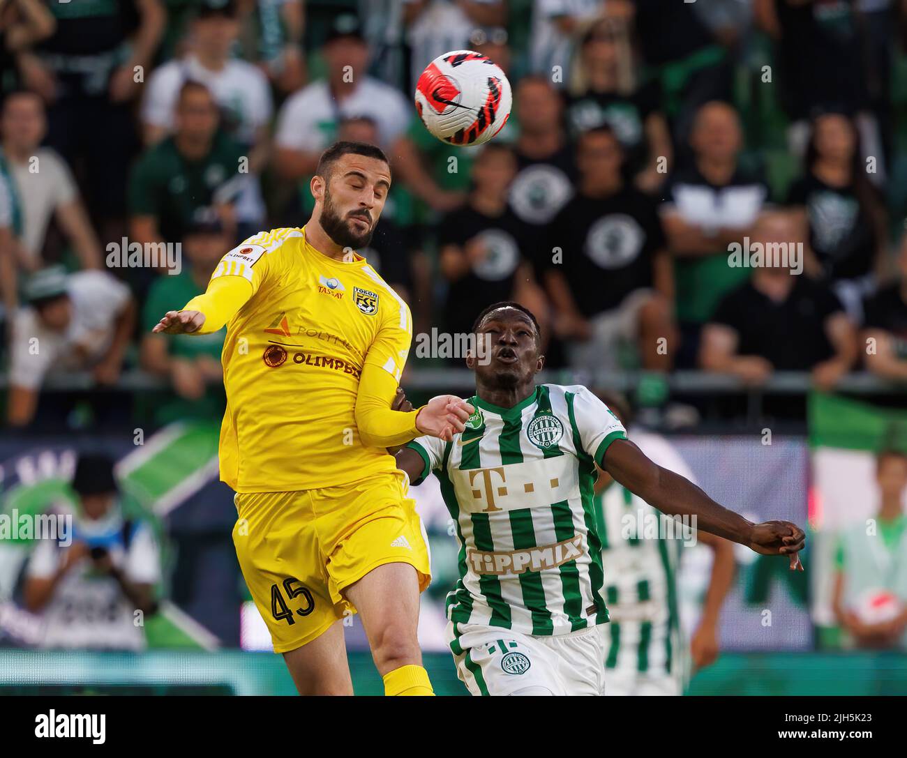 Zarko Tomasevic of FC Tobol challenges Samy Mmaee of Ferencvarosi TC  News Photo - Getty Images