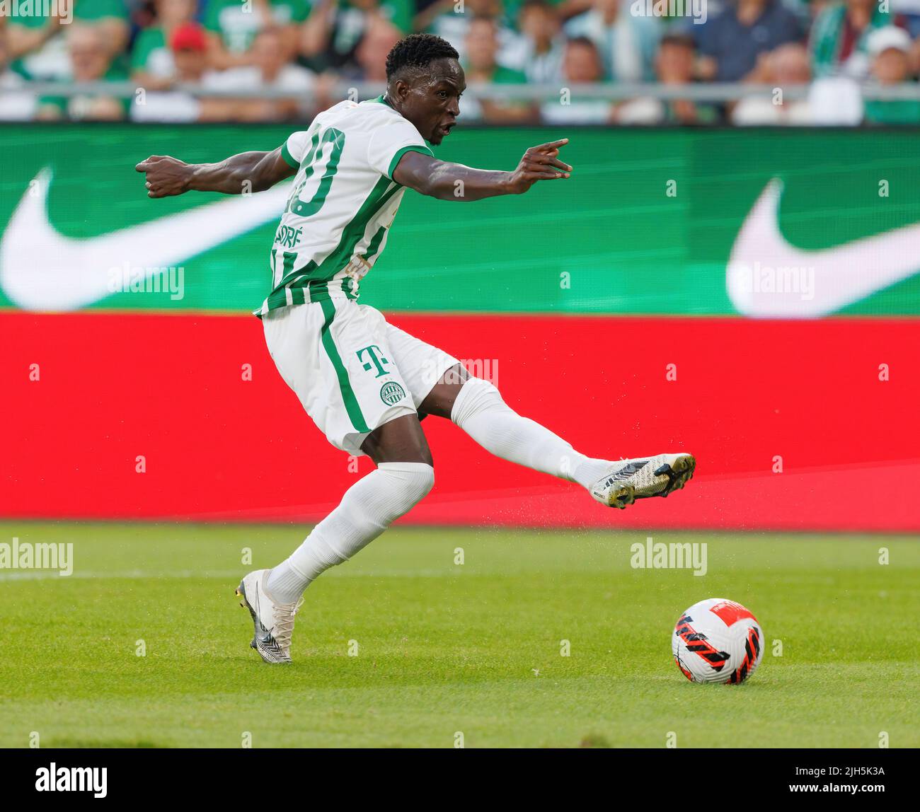 BUDAPEST, HUNGARY - JULY 13: Adama Traore of Ferencvarosi TC looks on  during the UEFA Champions League 2022/23 First Qualifying Round Second Leg  match between Ferencvarosi TC and FC Tobol at Ferencvaros