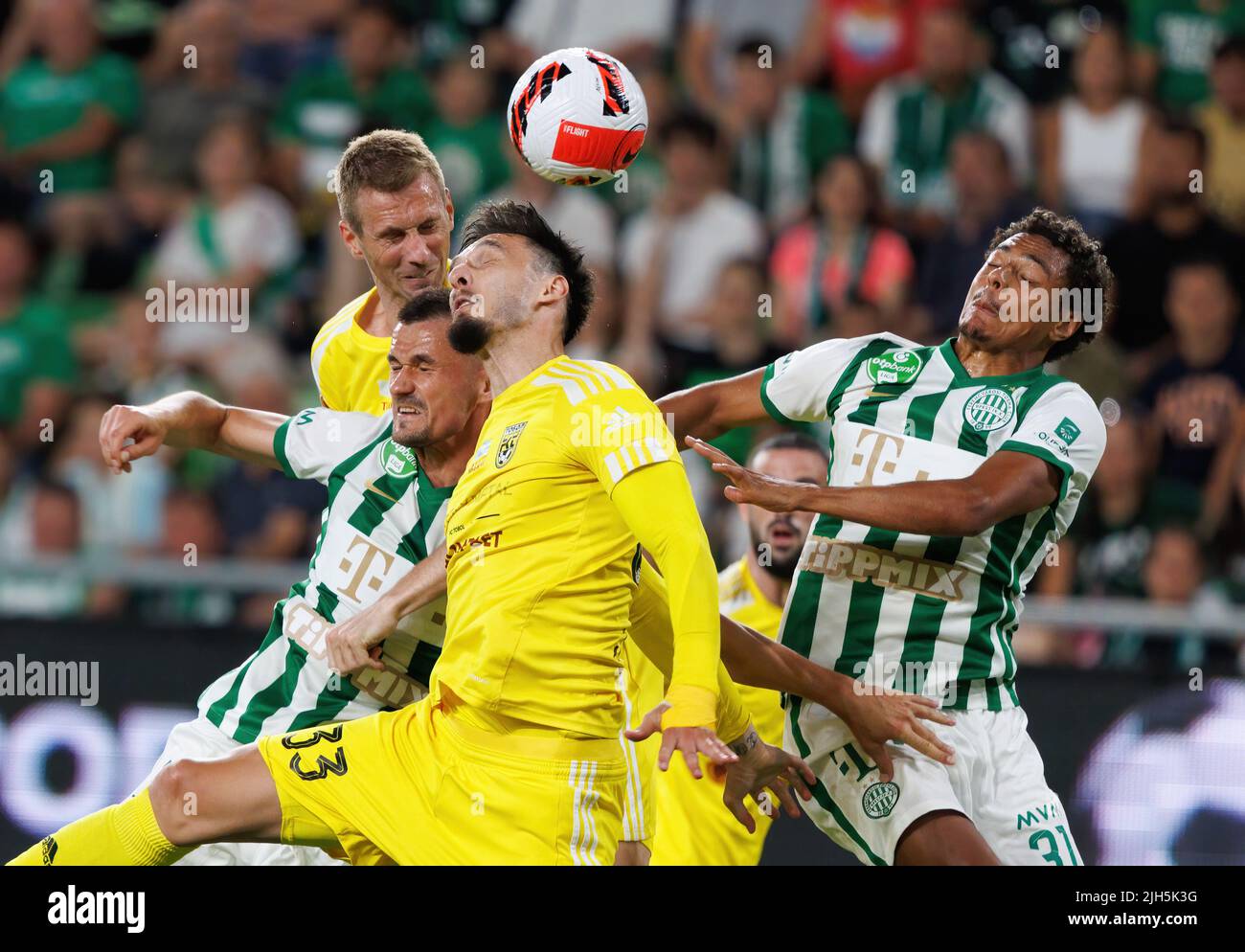 Zarko Tomasevic of FC Tobol challenges Samy Mmaee of Ferencvarosi TC  News Photo - Getty Images