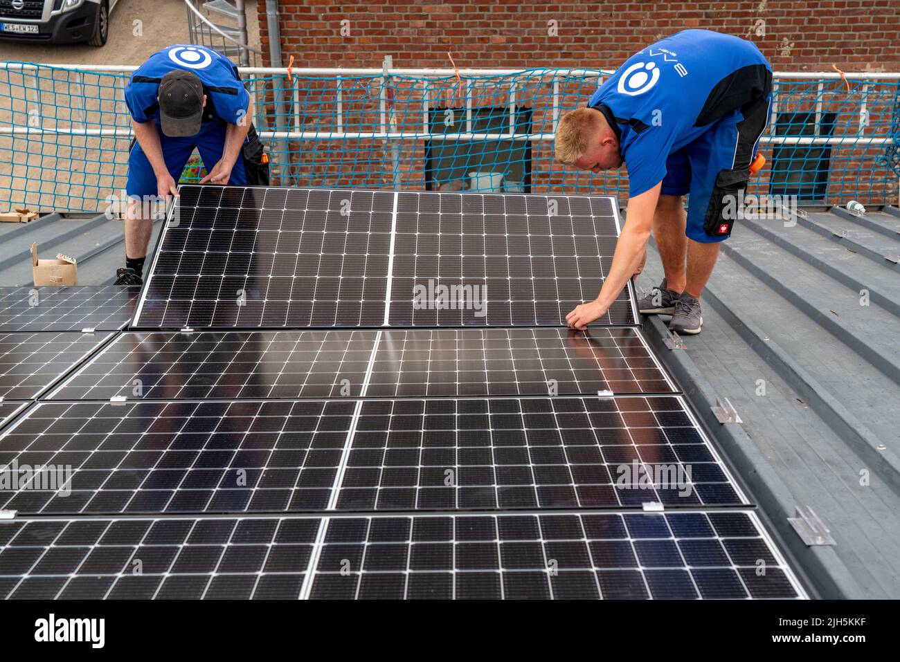 Installation of solar modules on the roof of a barn, a farm, over 240 ...