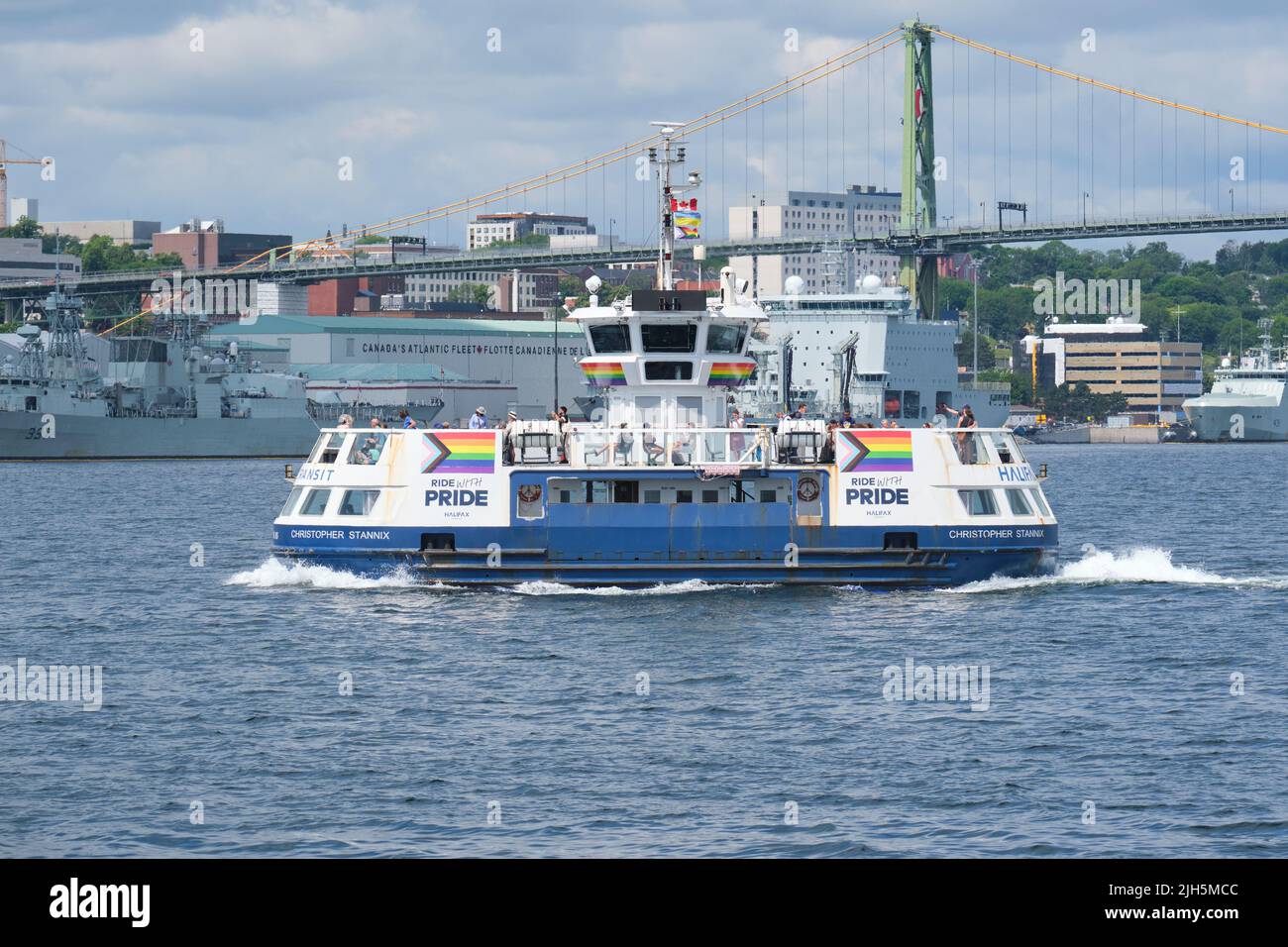 Halifax, Canada. July 15th, 2022. Halifax Transit Ferry, the Christopher Stannix, decorated to celebrate the Halifax Pride Festival which returns this year and will be held until the 24th of July. Credit: meanderingemu/Alamy Live News Stock Photo
