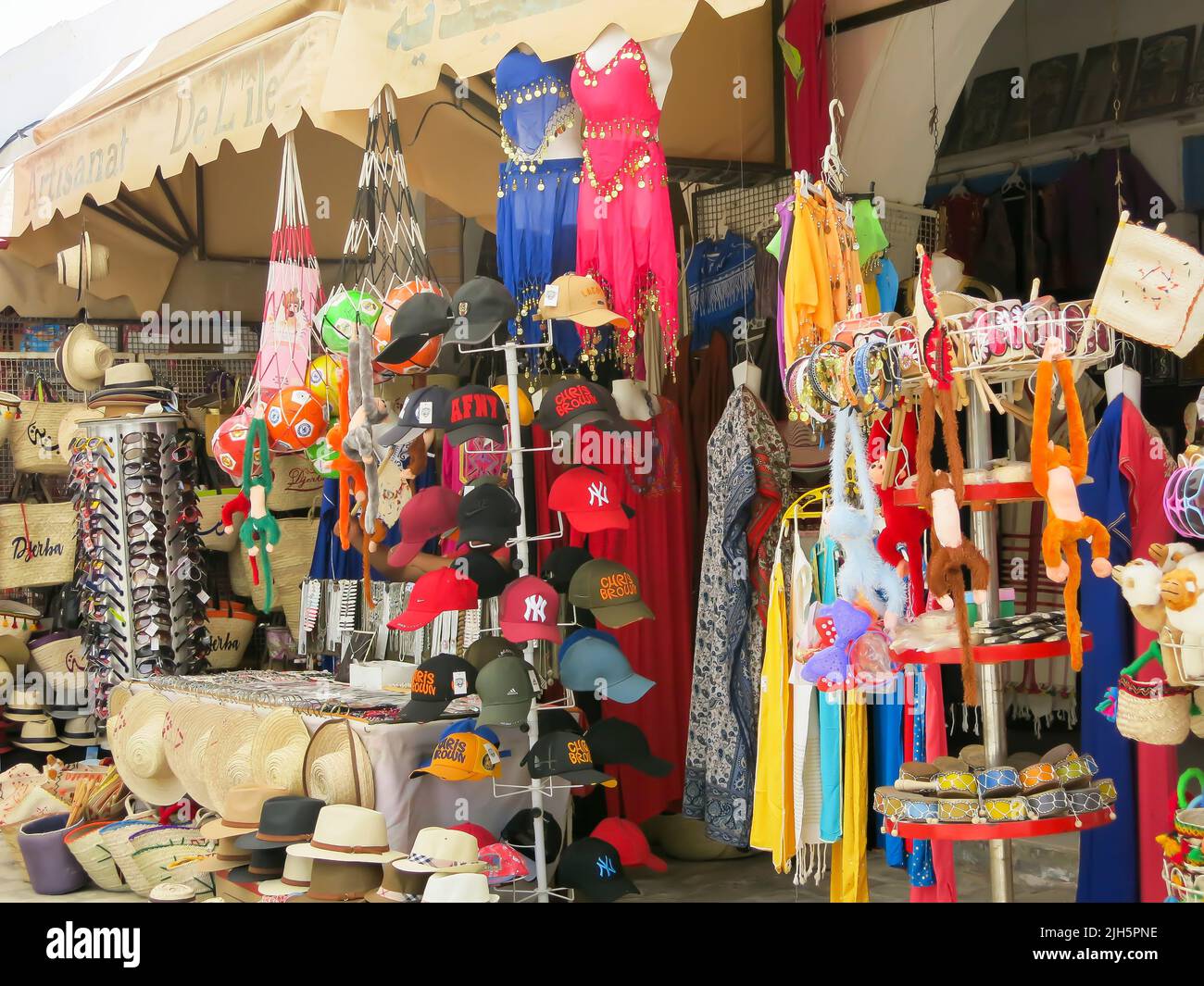 Street Scene - Open Store Fronts with Merchandize on Display Stock Photo