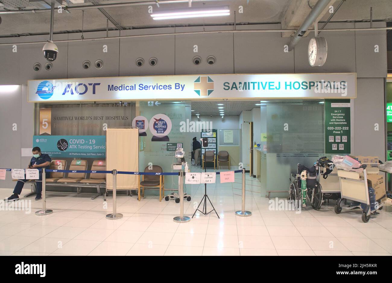 A medical service point at Suvarnabhumi Airport in Bangkok Stock Photo