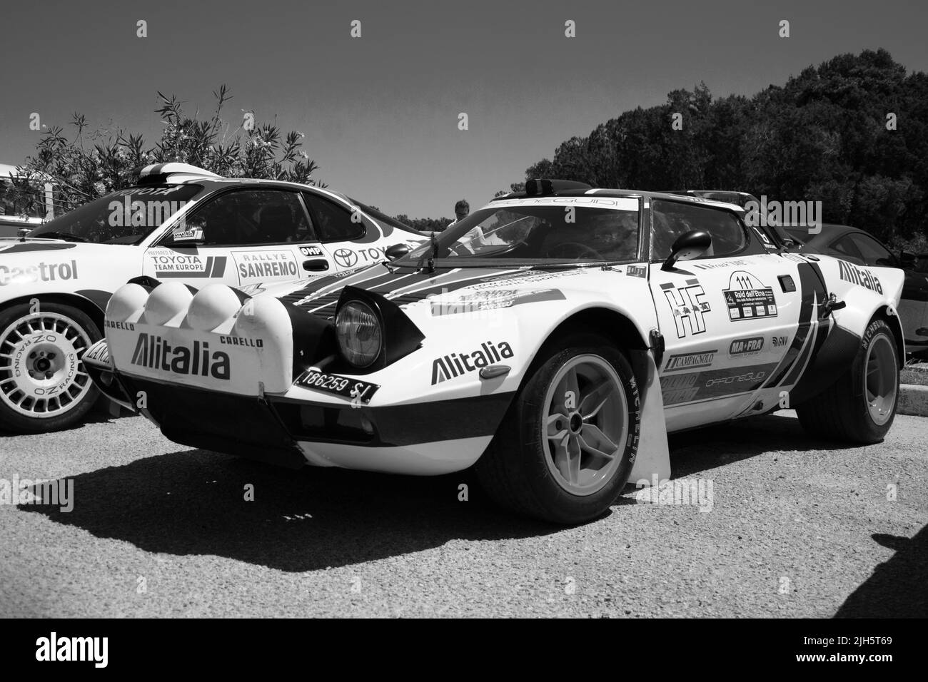 POLTU QUATU - ITALY - JUL 9 - 2022 : Lancia stratos livrea alitalia Poltu Quatu Classic Stock Photo