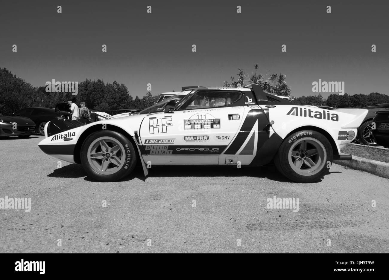 POLTU QUATU - ITALY - JUL 9 - 2022 : Lancia stratos livrea alitalia Poltu Quatu Classic Stock Photo