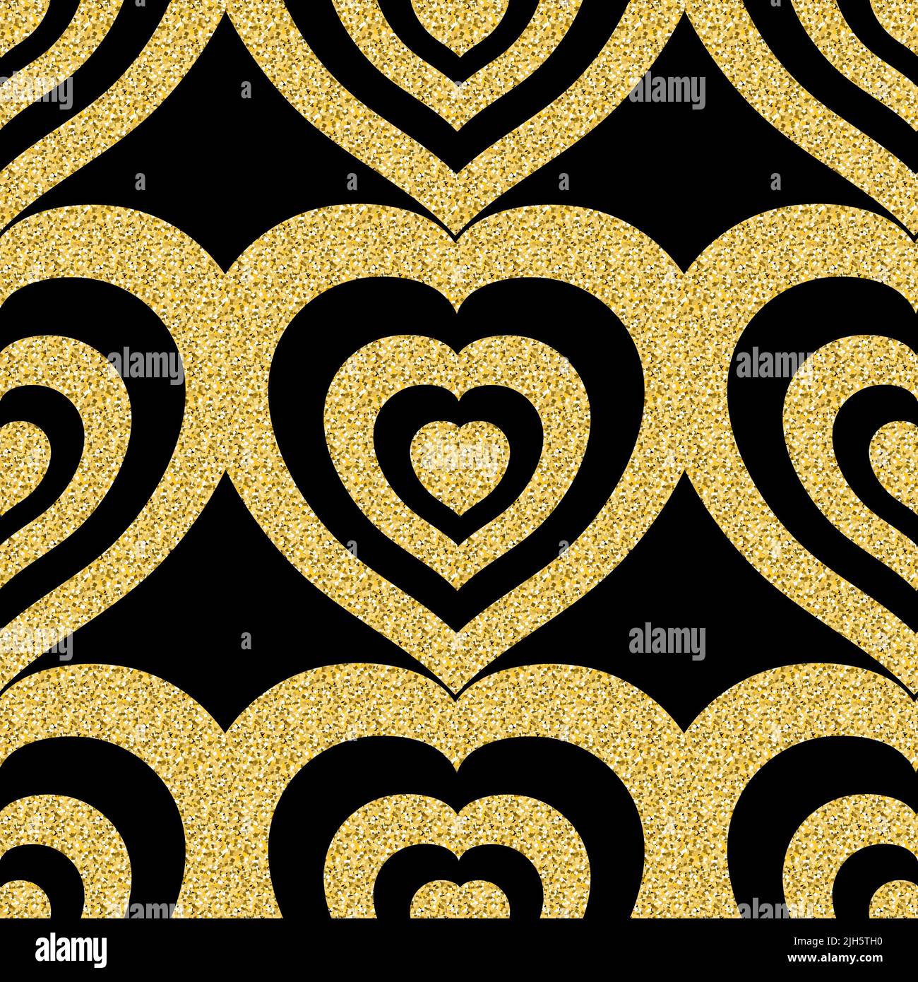 Gold glitter heart seamless pattern hi-res stock photography and