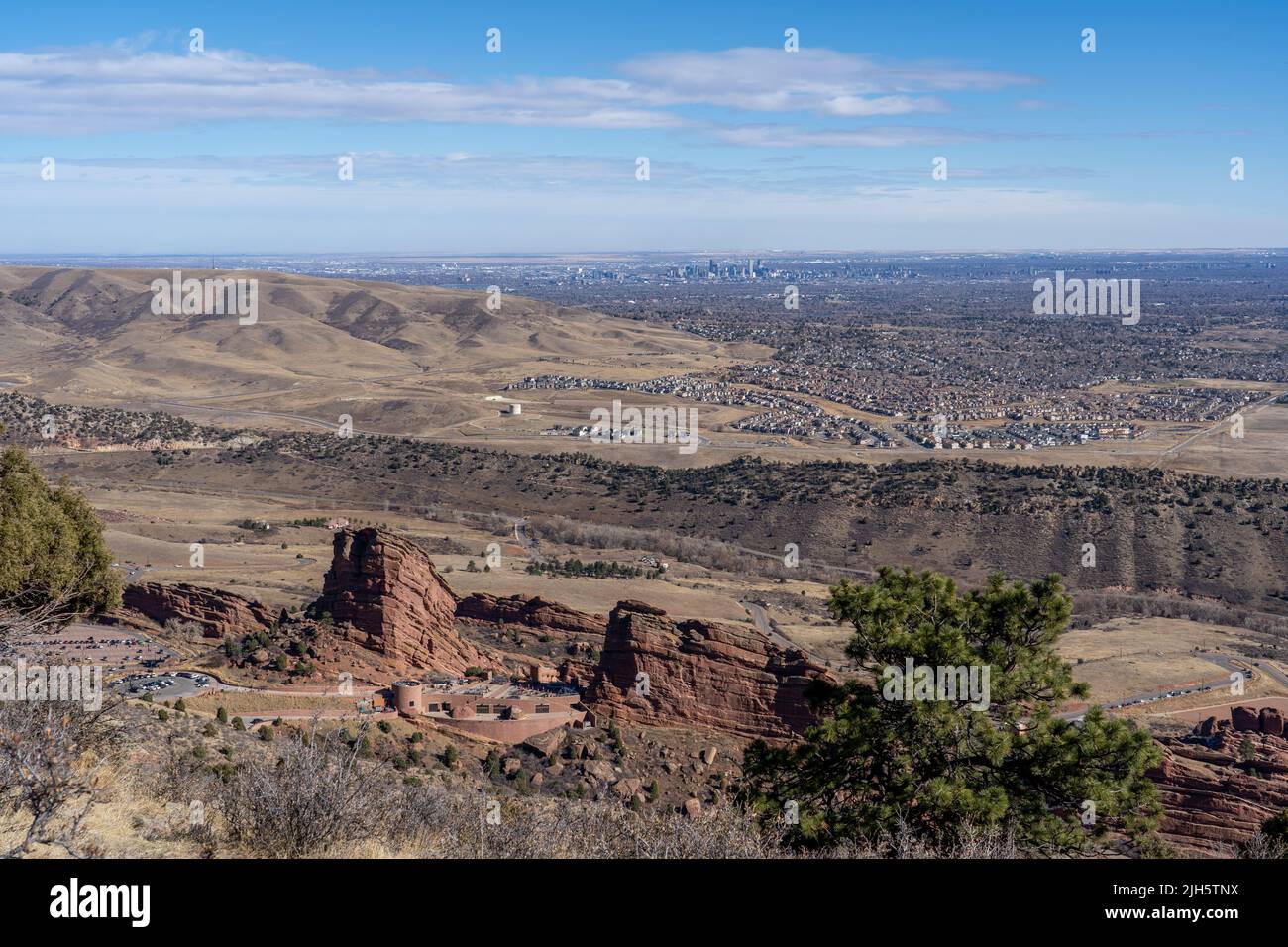 The view of Rod Rocks Amphitheater from Mount Morrison in Denver ...