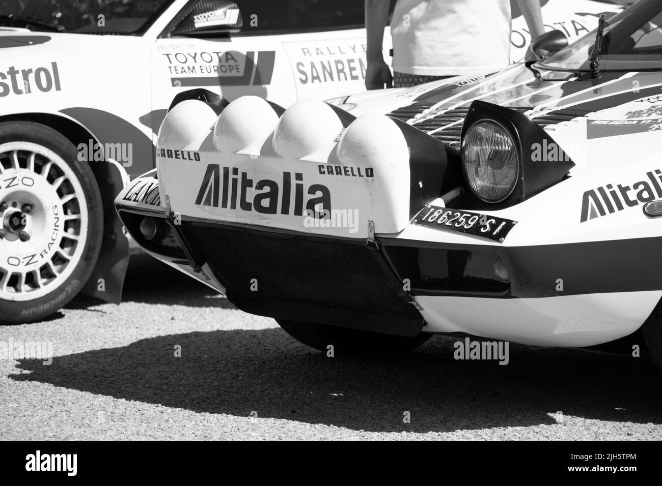 POLTU QUATU - ITALY - JUL 9 - 2022 : Lancia stratos livrea alitalia Poltu Quatu Classic Stock Photo