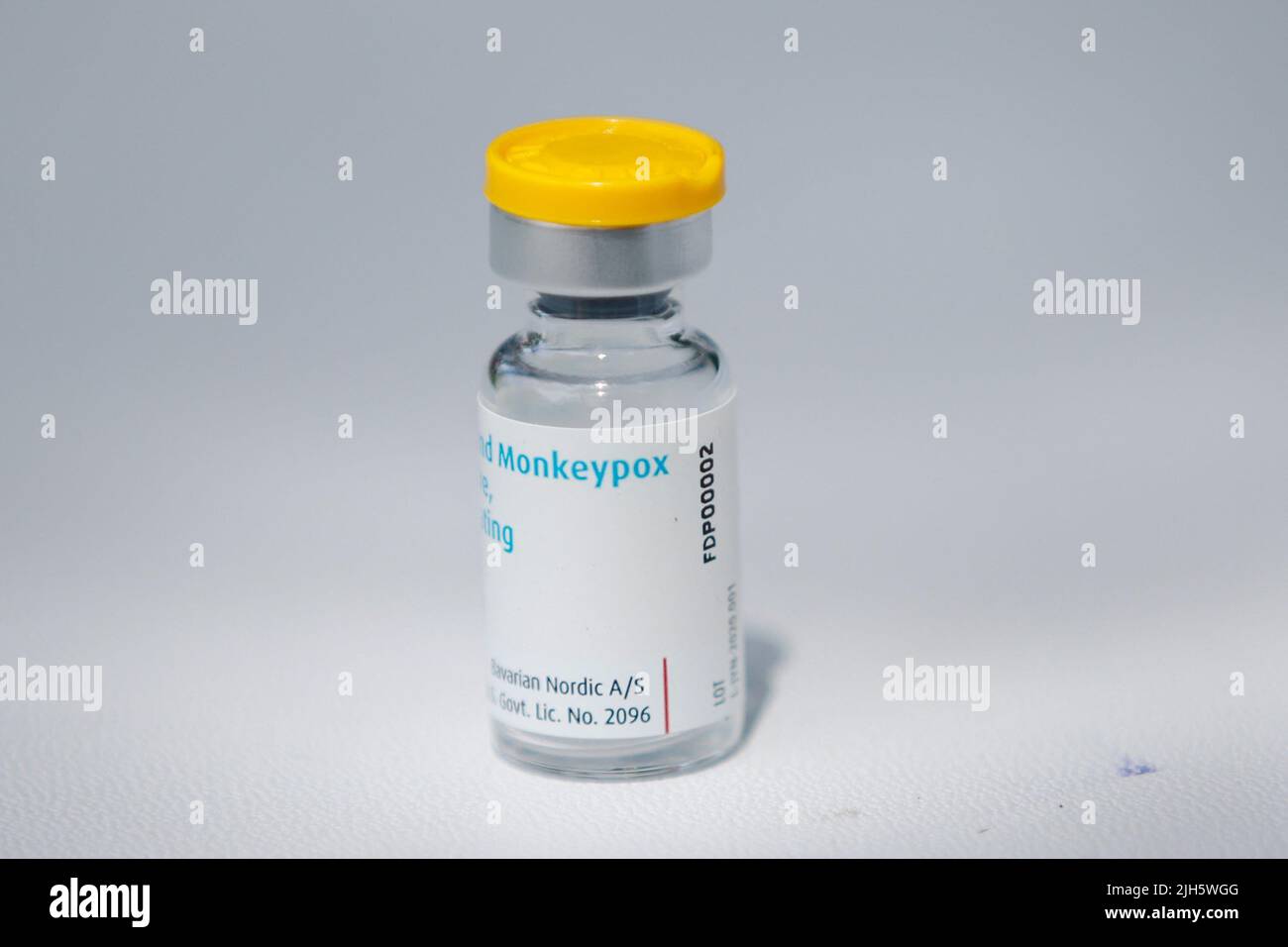 A monkeypox vaccination is displayed at the Northwell Health Immediate Care Center at Fire Island-Cherry Grove, in New York, U.S., July 15, 2022. REUTERS/Eduardo Munoz Stock Photo