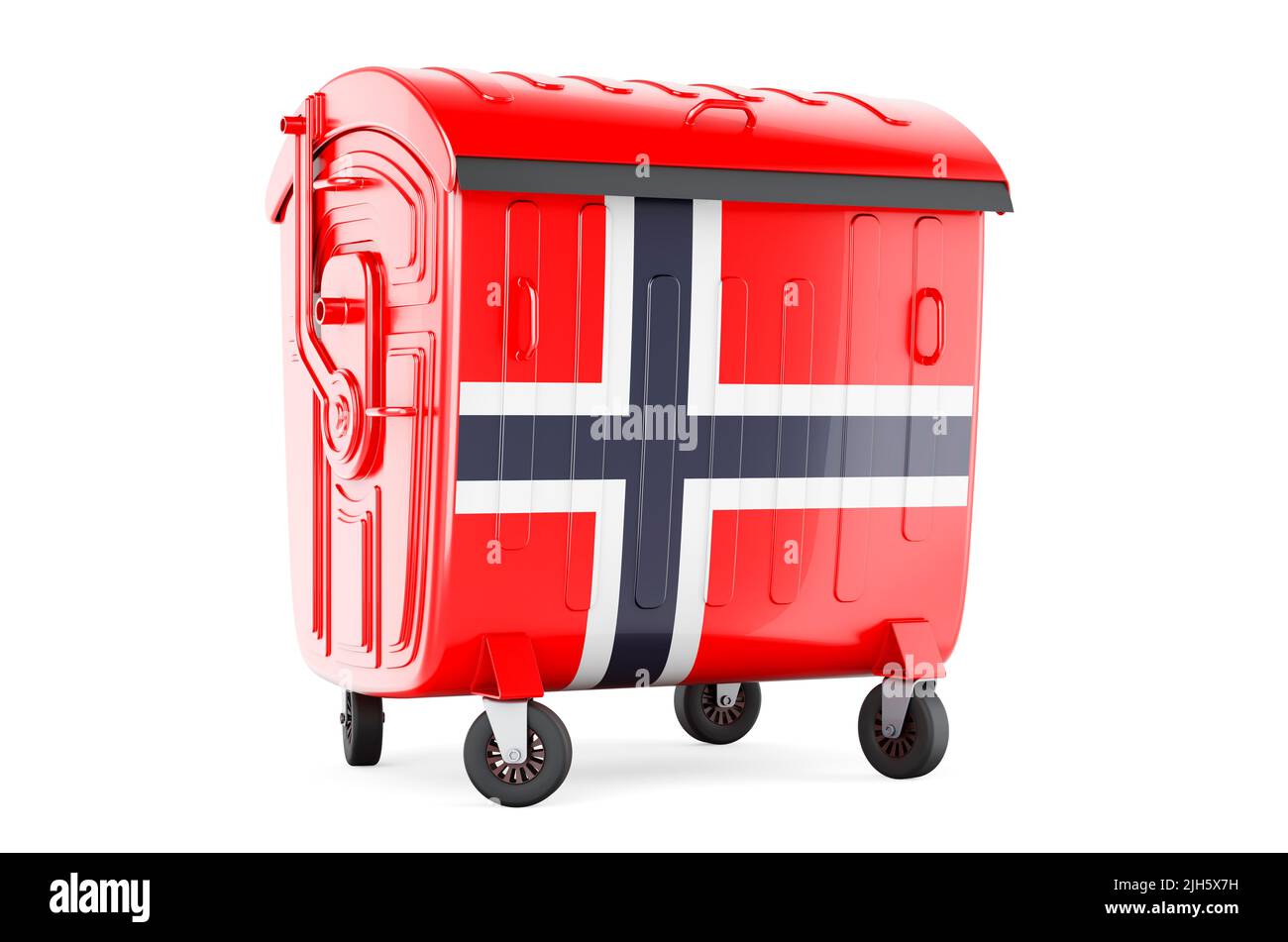 Garbage container with Norwegian flag, 3D rendering isolated on white background Stock Photo