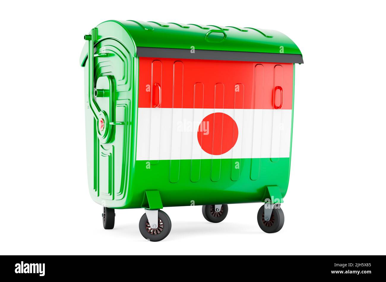Garbage container with Niger flag, 3D rendering isolated on white background Stock Photo