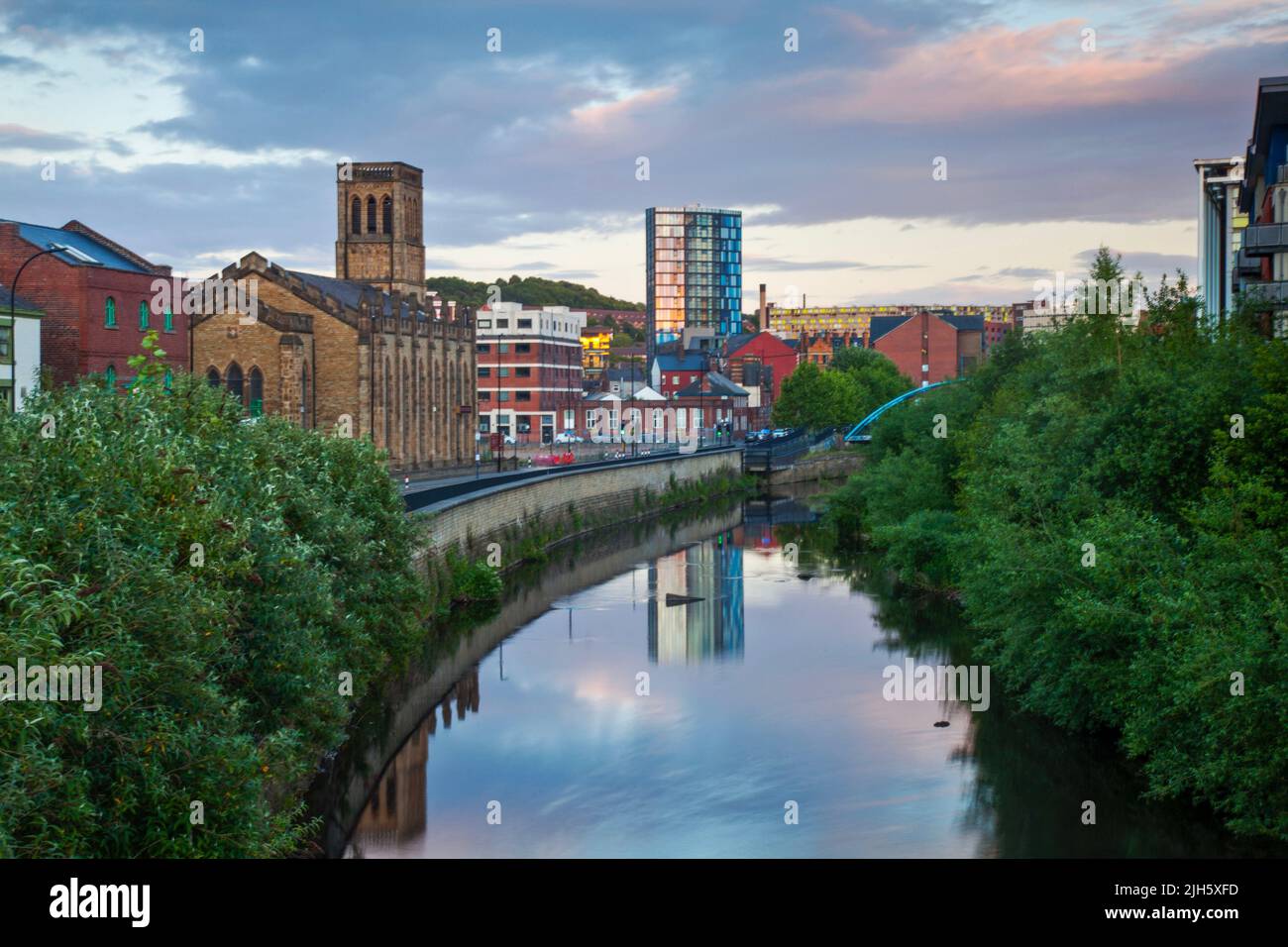 Looking towards St Paul's in Sheffield from Derek Dooley Way Stock Photo