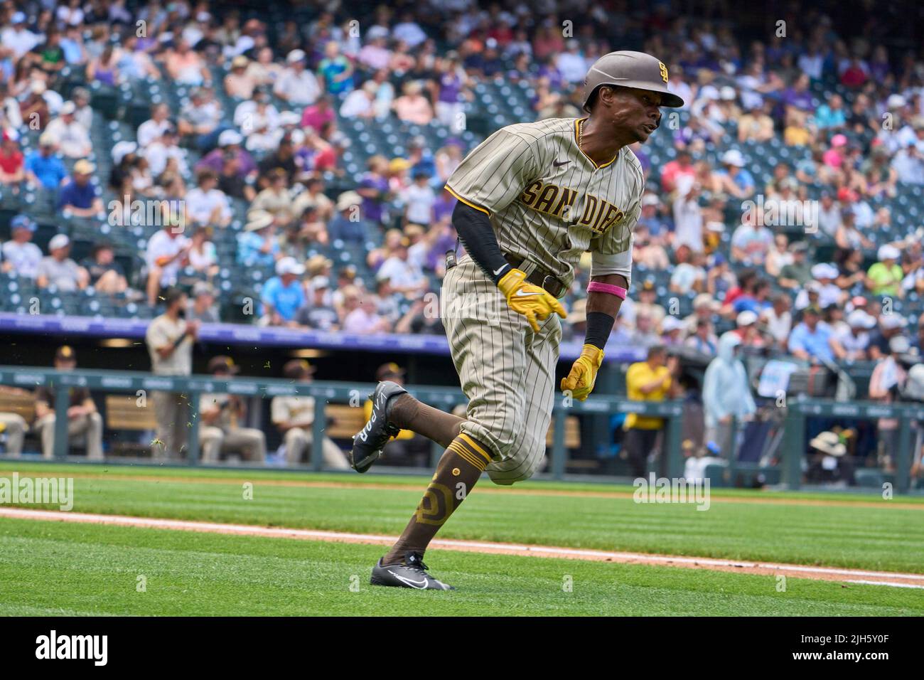 San Diego Padres' Esteury Ruiz pauses after being caught trying to steal  third base during the eighth inning of the team's baseball game against the  Colorado Rockies on Tuesday, July 12, 2022